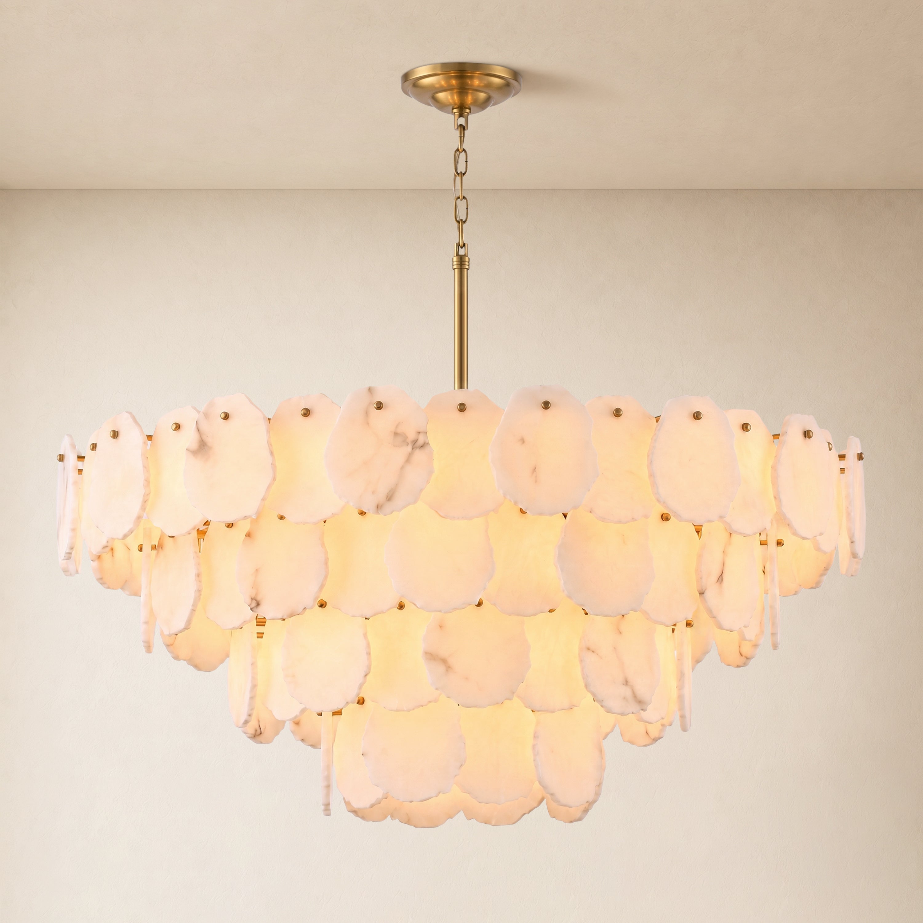 Moira Alabaster Multi-Tier Round Chandelier 48"D #Finish_Gold