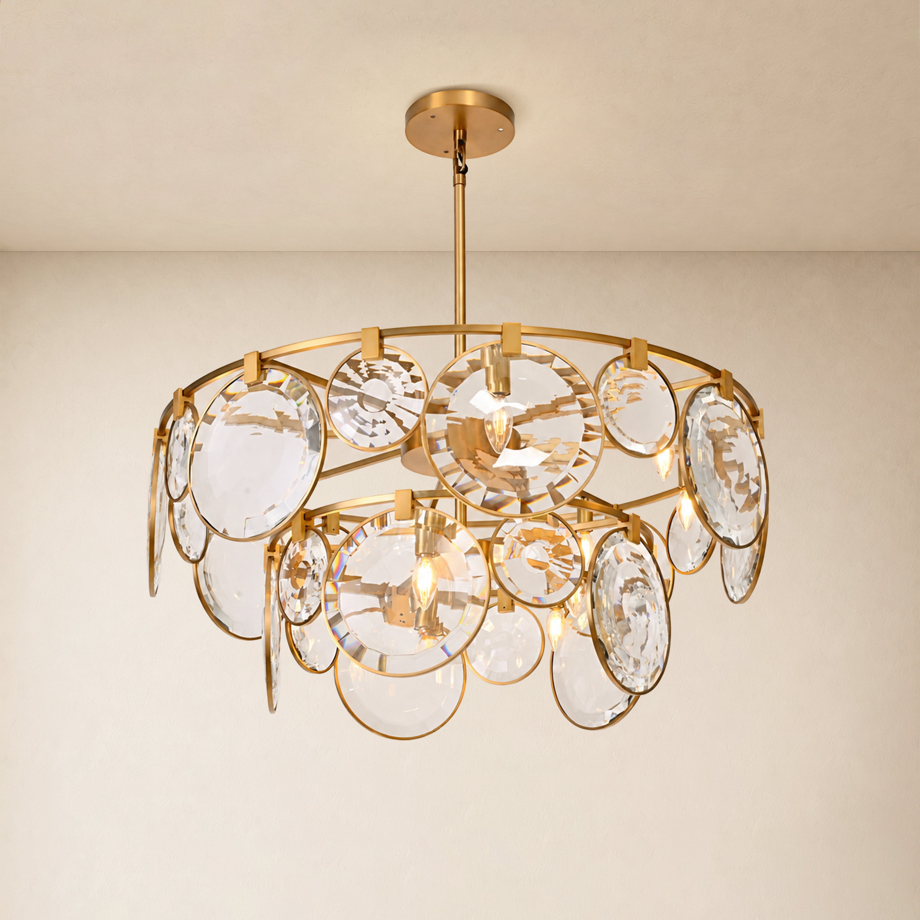 Lucentia Crystal Disc Round Chandelier 40"D