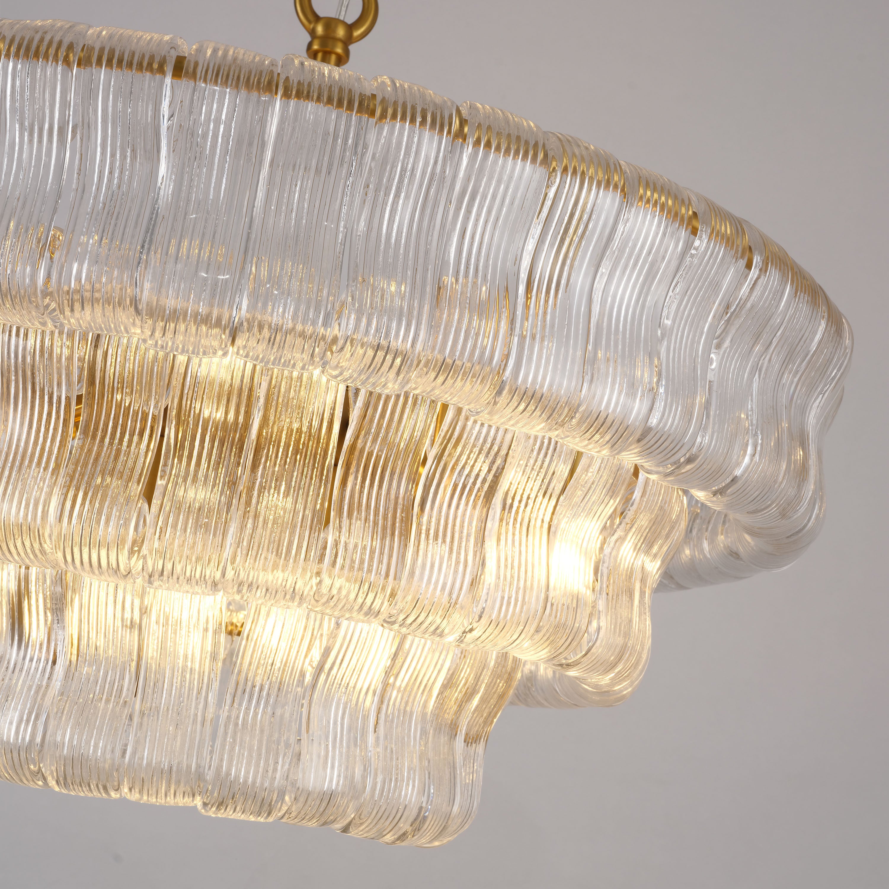 Ondalia Tiered Glass Round Chandelier 24"D