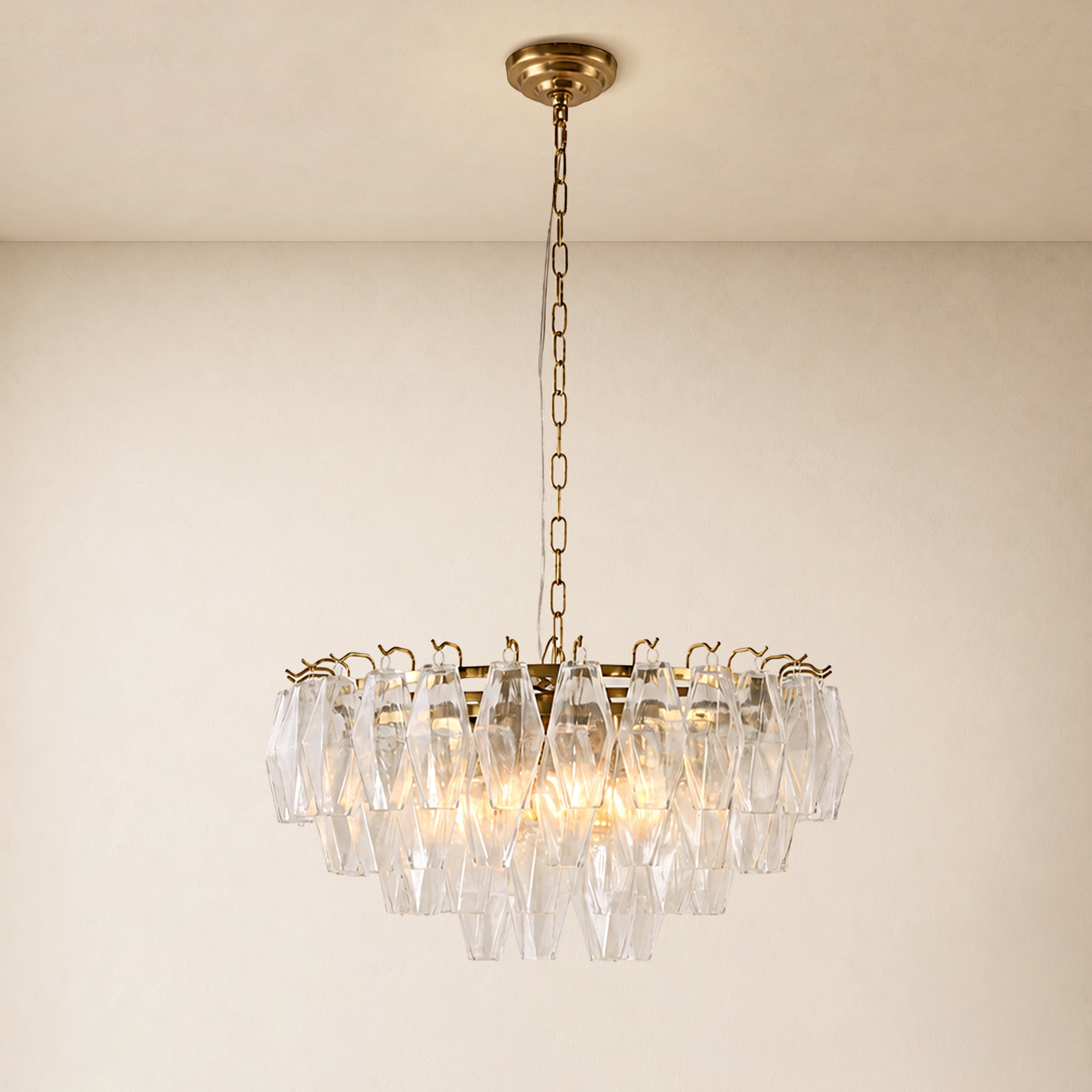 Celestial Drop Glass Round Chandelier 11.8"D