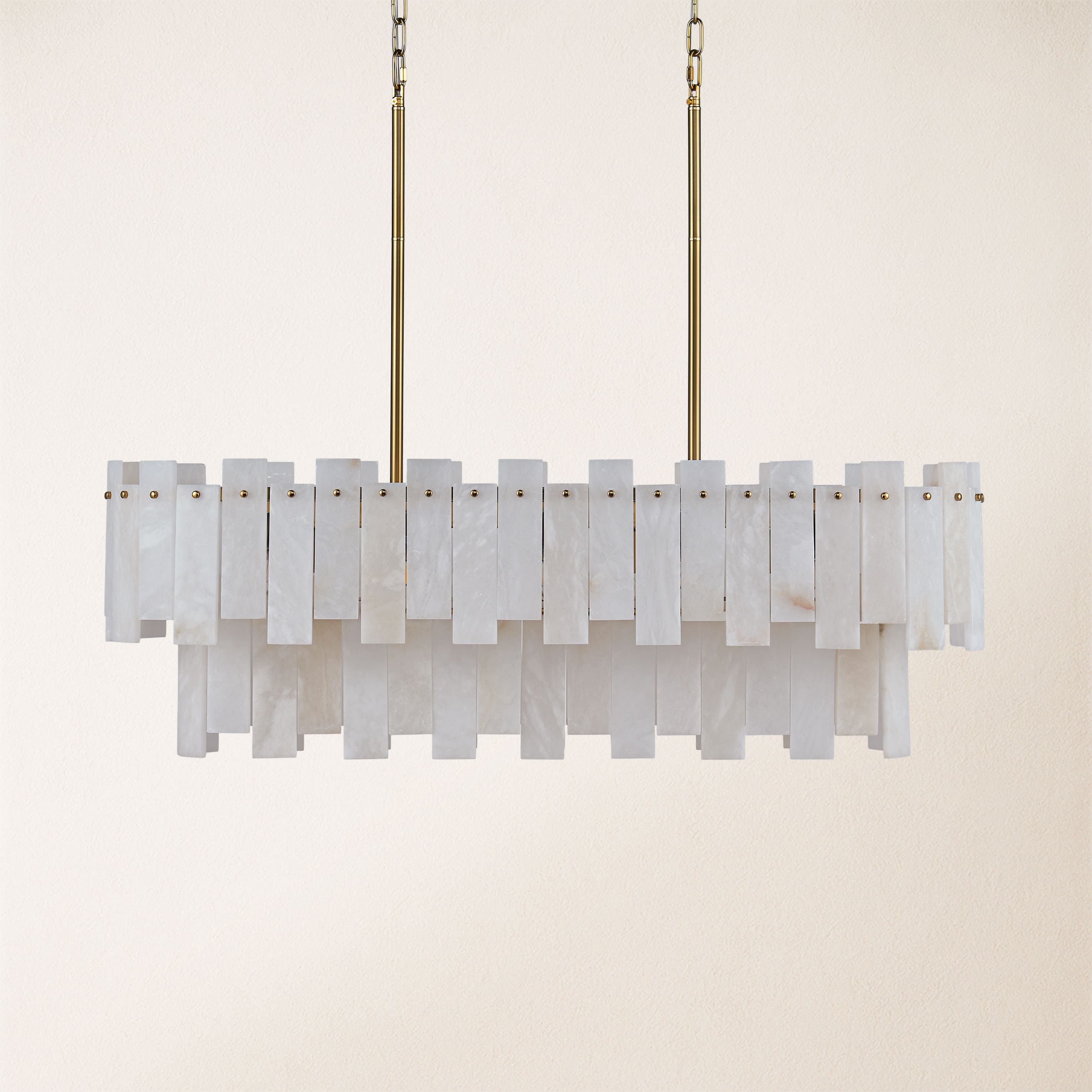 Nivislight Alabaster 2-Tier Rectangular Chandelier 101cm D
