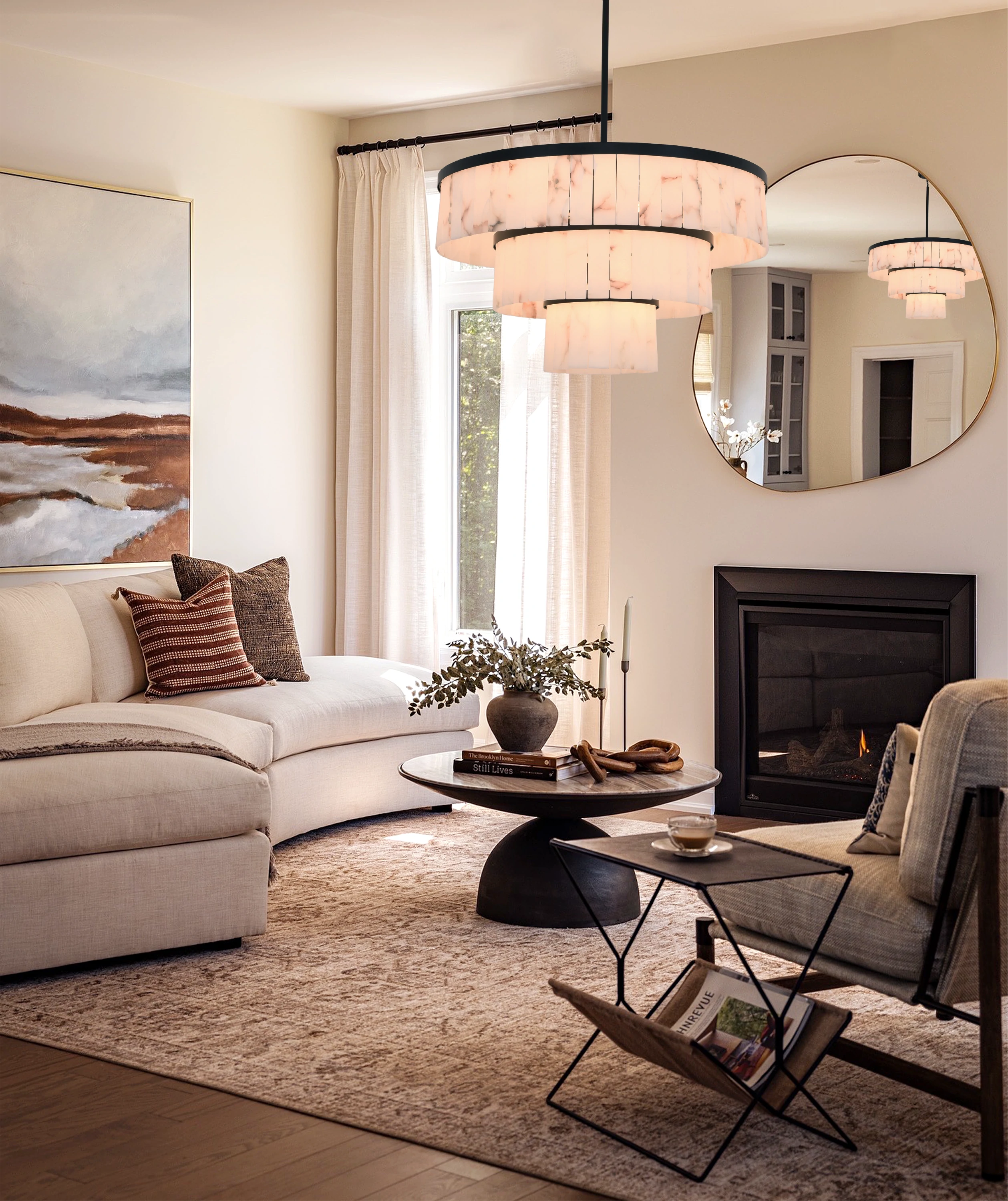 Solmare Alabaster Round Chandelier 86cm