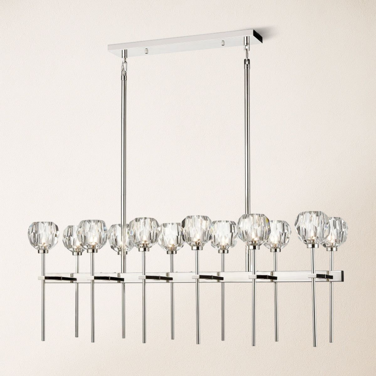 Parisian Crystal Double Linear Chandelier 122 cm L