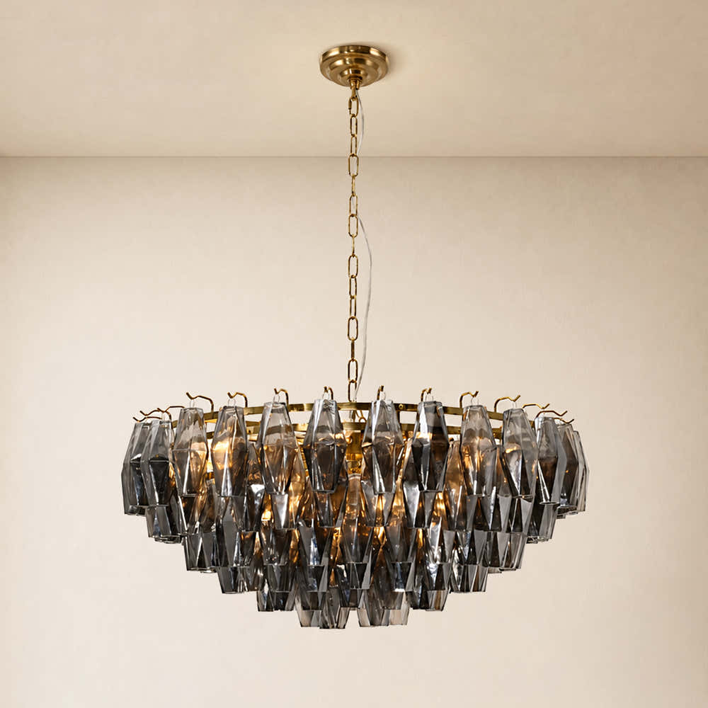 Celestial Drop Smoked Crystal Round Chandelier 31.4"D