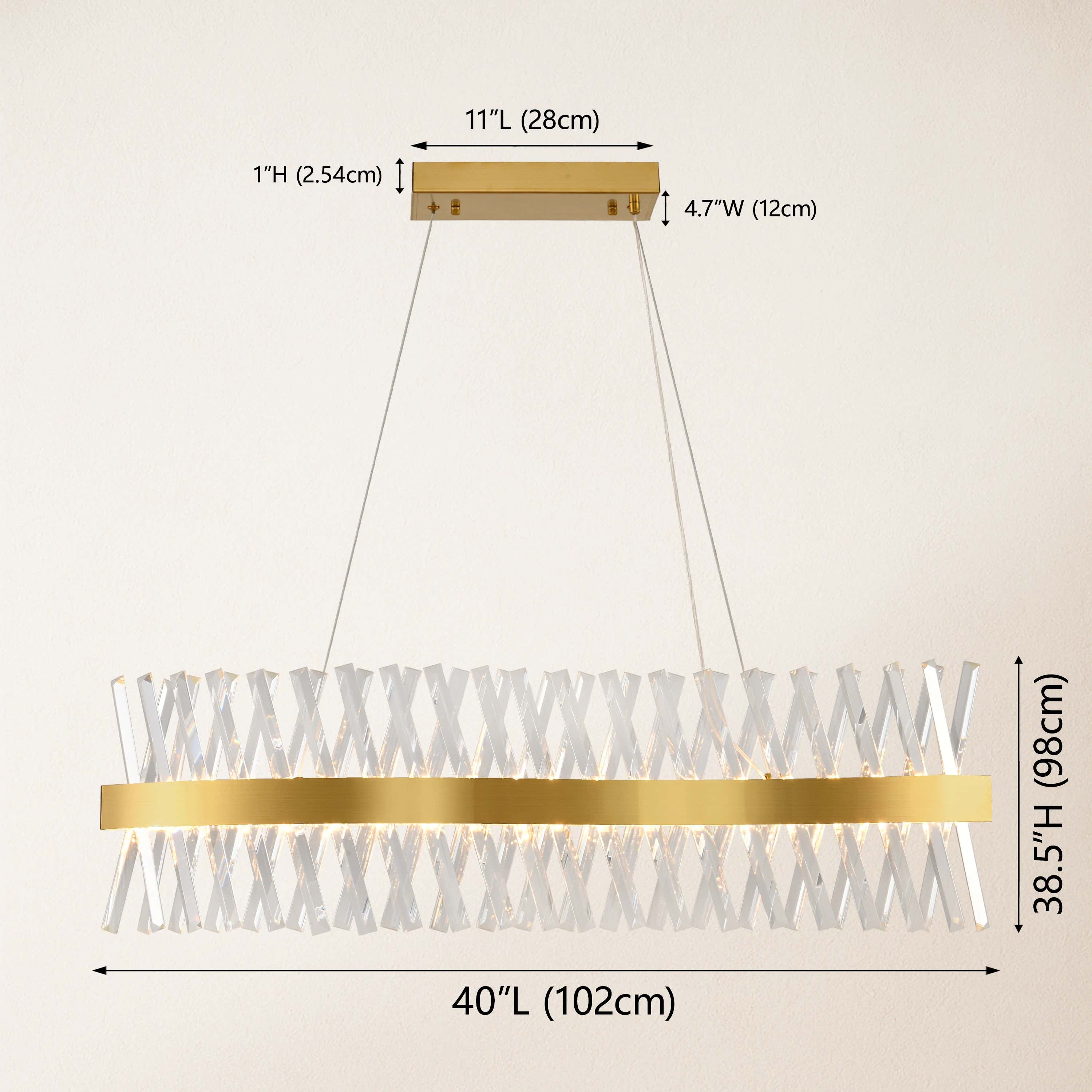 Vetro Prism Crystal Rectangular Chandelier 102cm L