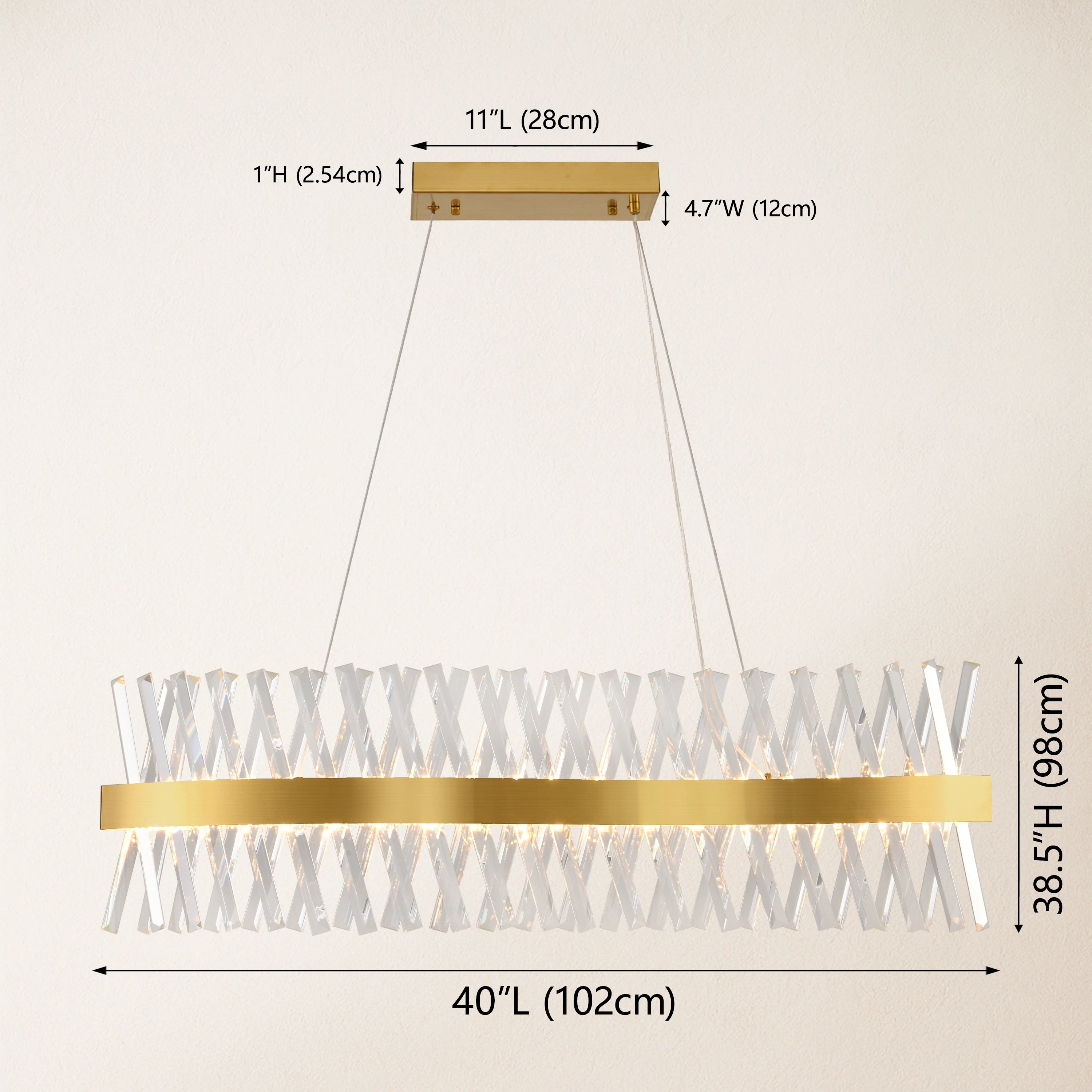 Vetro Prism Crystal Rectangular Chandelier 102cm L