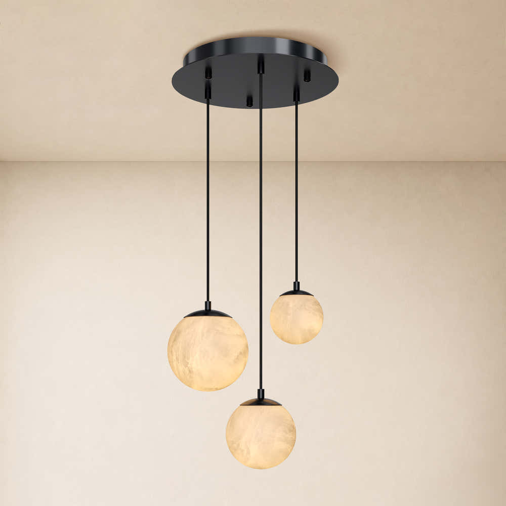 Elviora Resin Alabaster Globe Round Chandelier