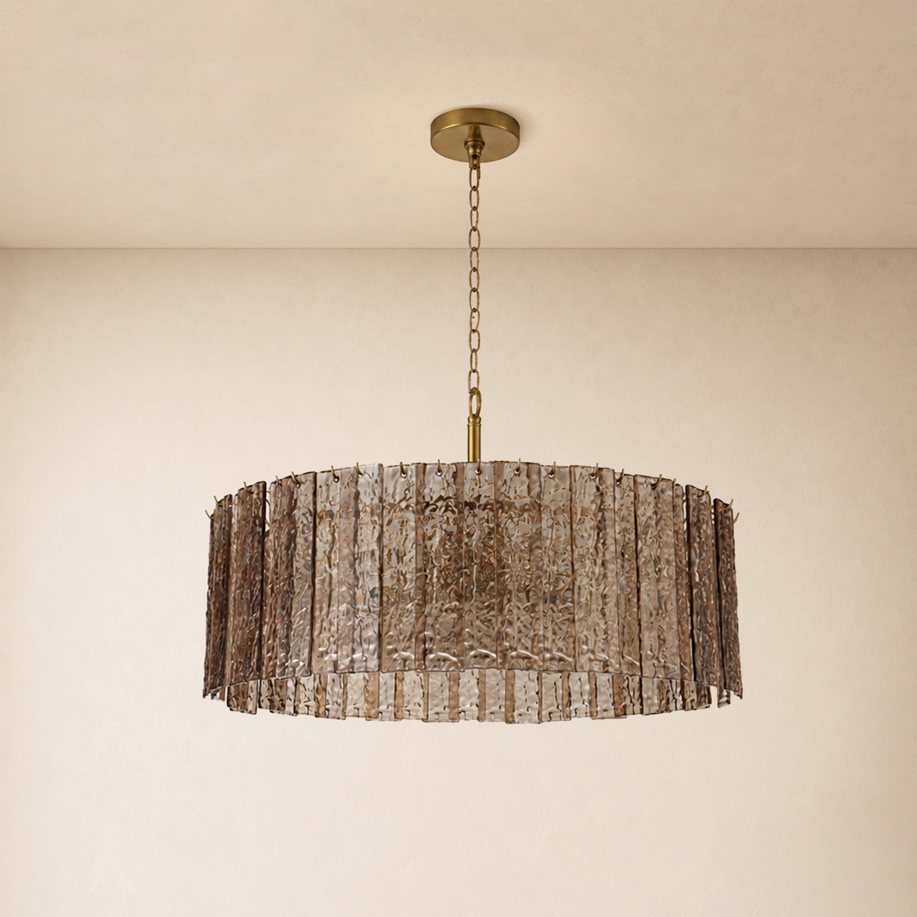 Tavelle Textured Glass Round Chandelier 24" 30"D