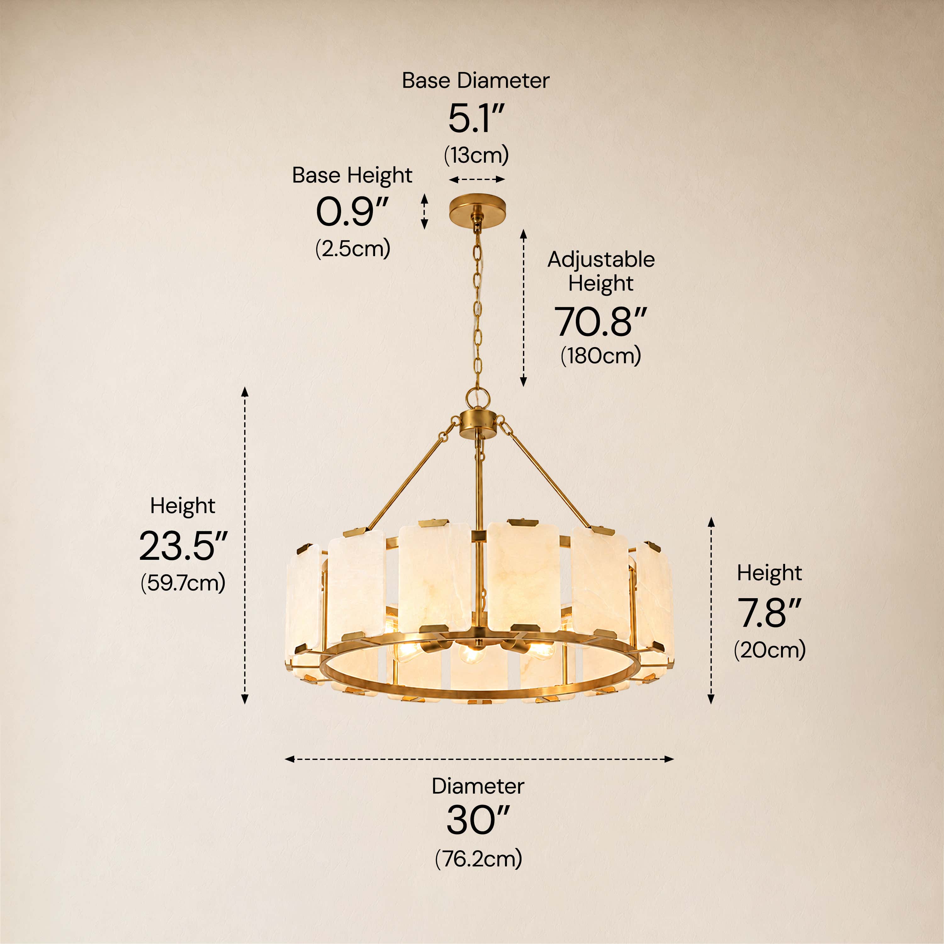 Avenelle Alabaster Round Chandelier 23.6" 30"D