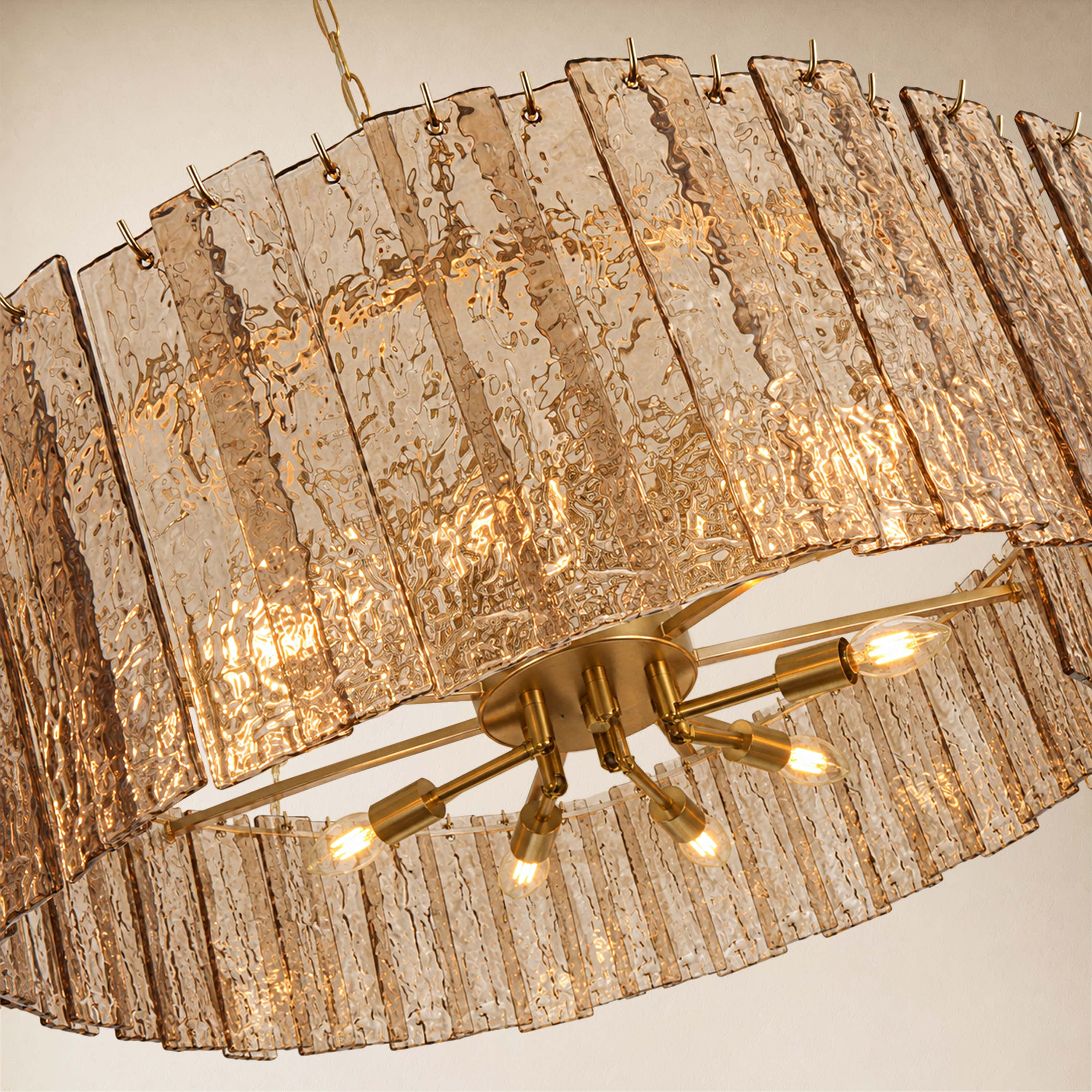 Tavelle Textured Glass Round Chandelier 24" 30"D