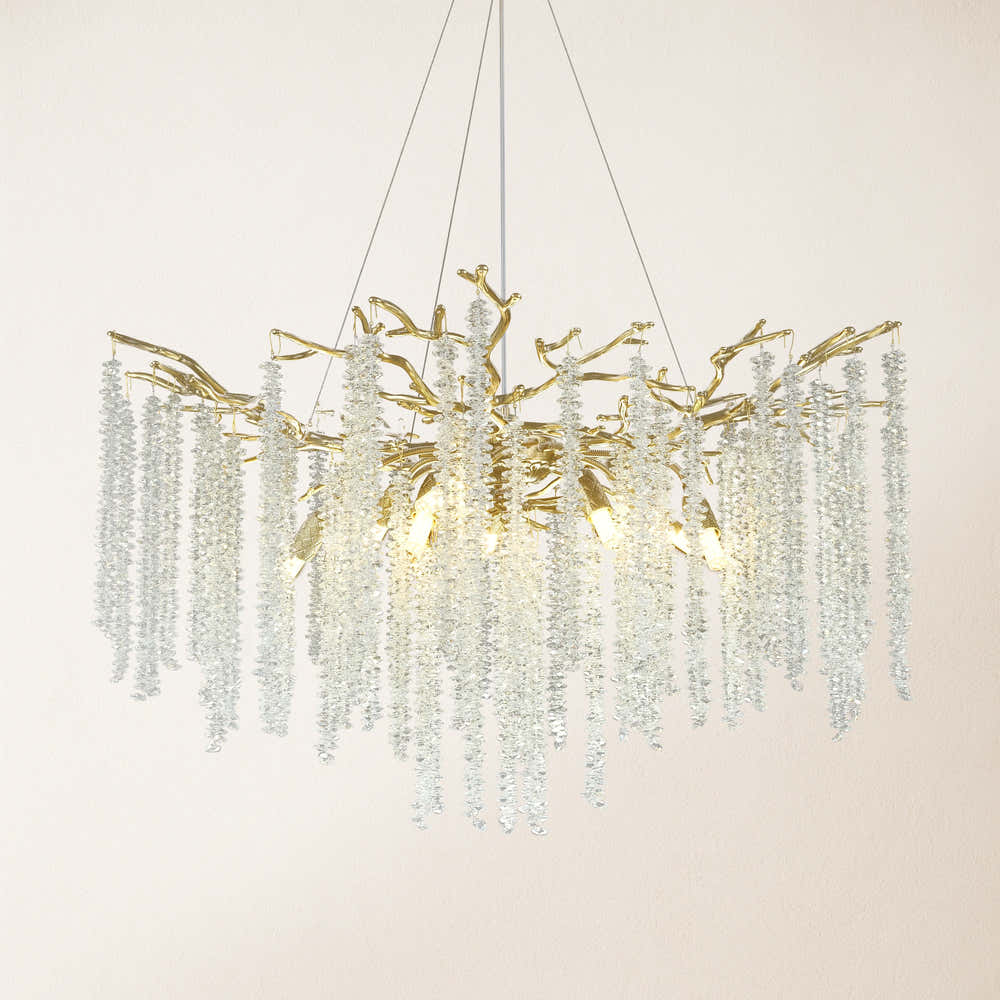 Snow Tree Branch Crystal Chandelier 30"D#Finish_Gold