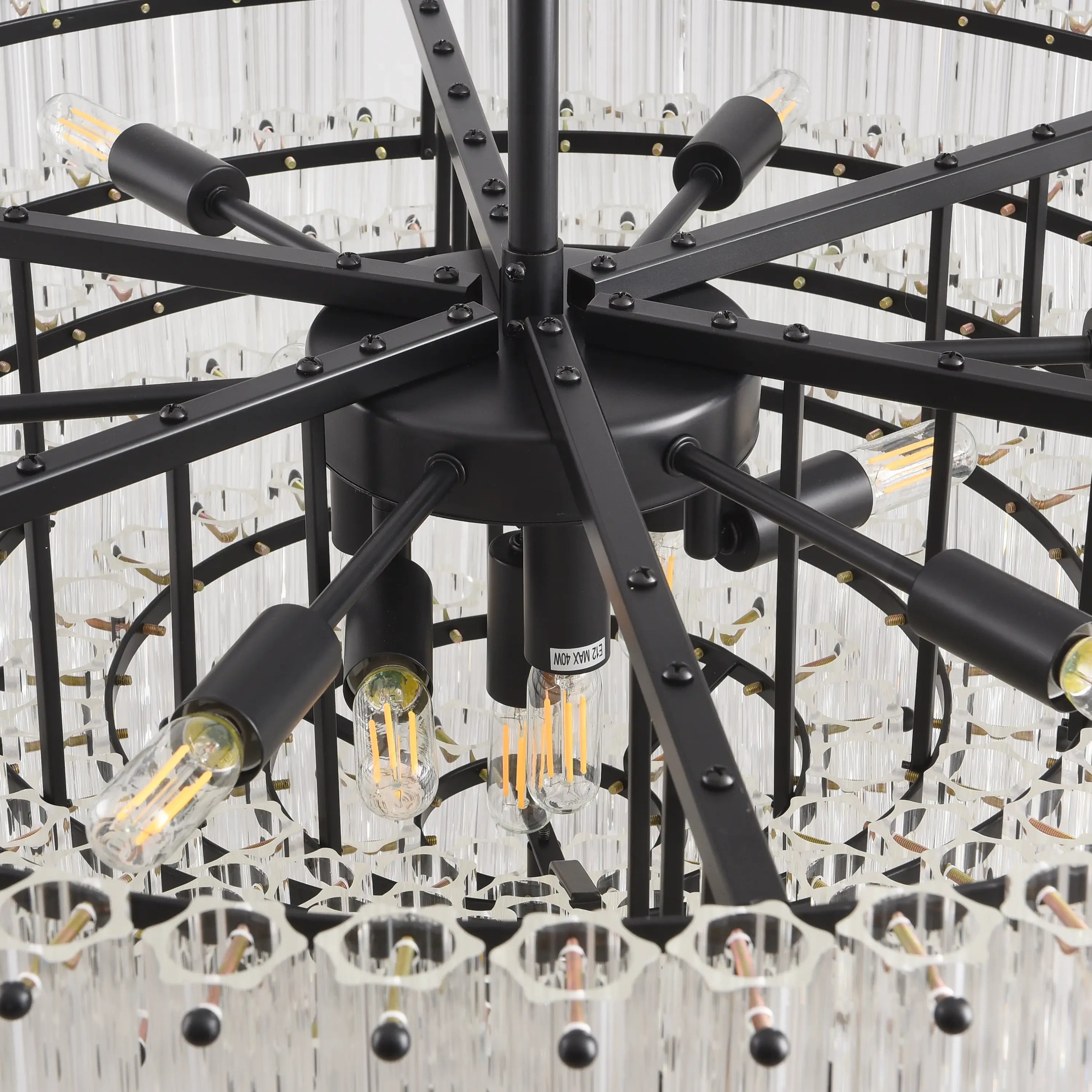 Ethereal Crystal Radiance Clear Amber Round Chandelier 76cm D