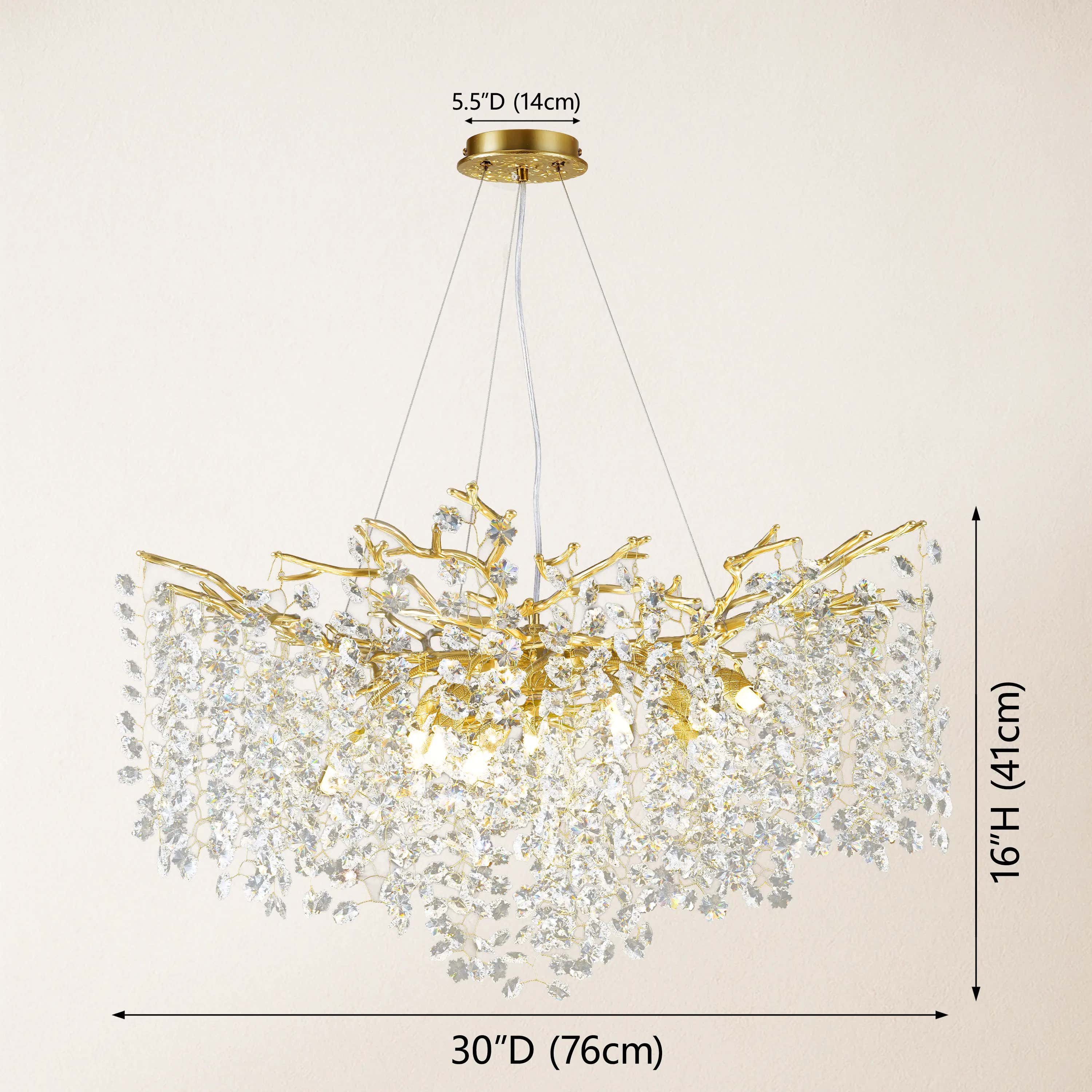Lustre Branches Crystal Round Chandelier for All Rooms 76cm