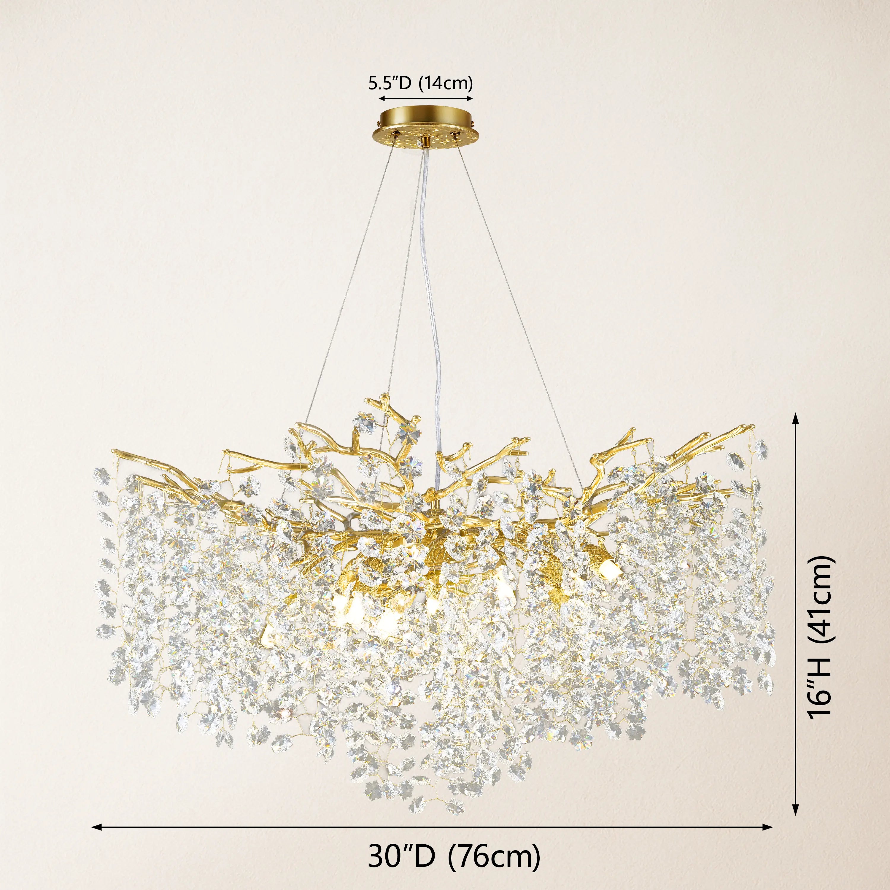 Lustre Branches Crystal Round Chandelier for All Rooms 76cm