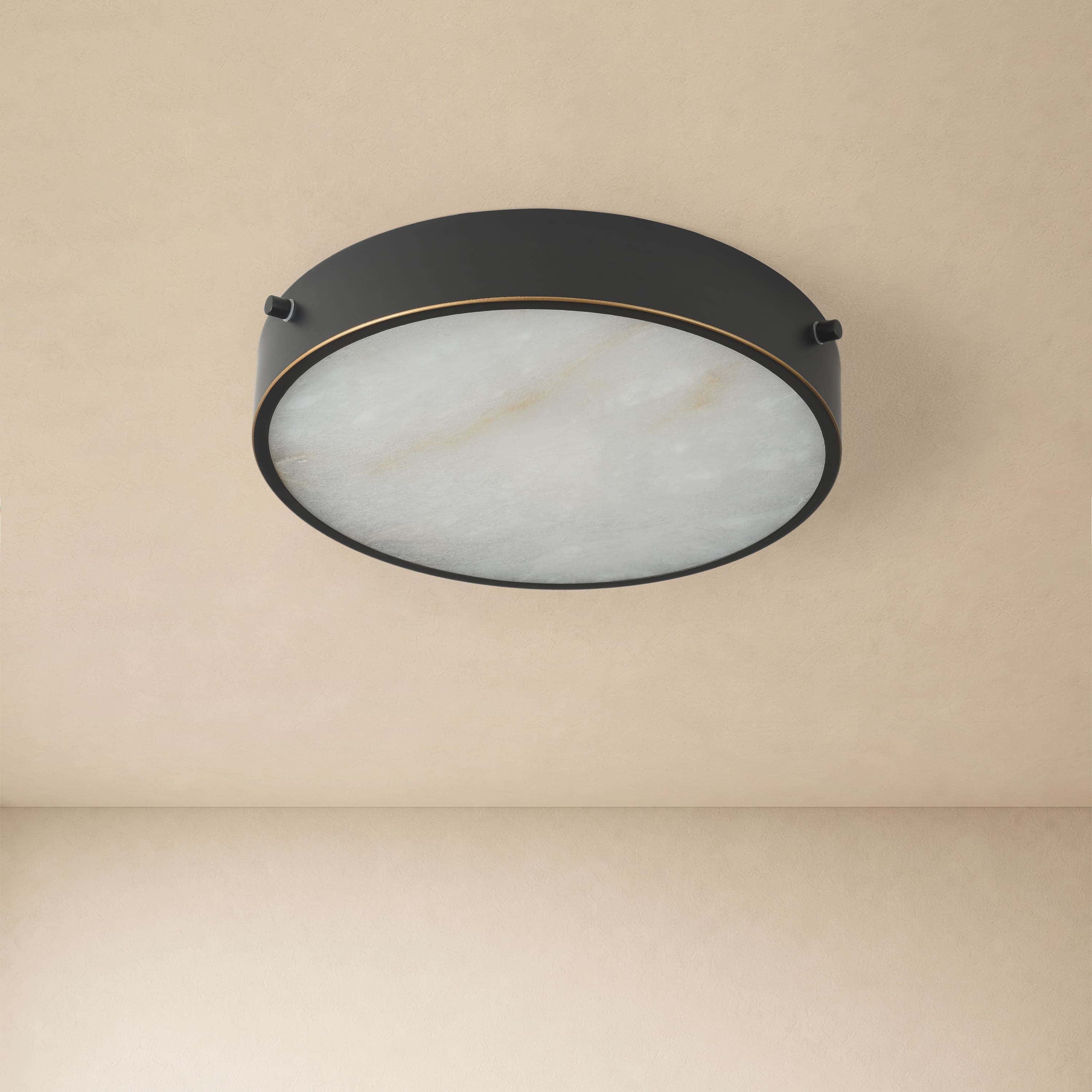 Roselyn Alabaster Round Flush Mount 12"D