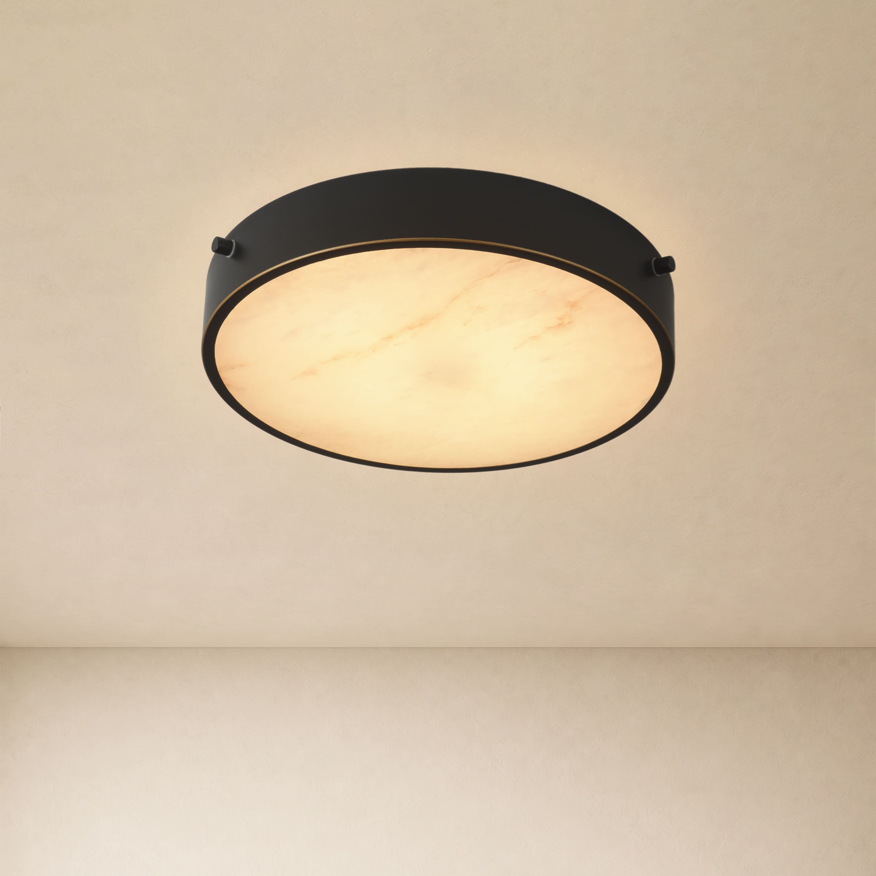 Roselyn Alabaster Round Flush Mount 12"D#Finish_Gold
