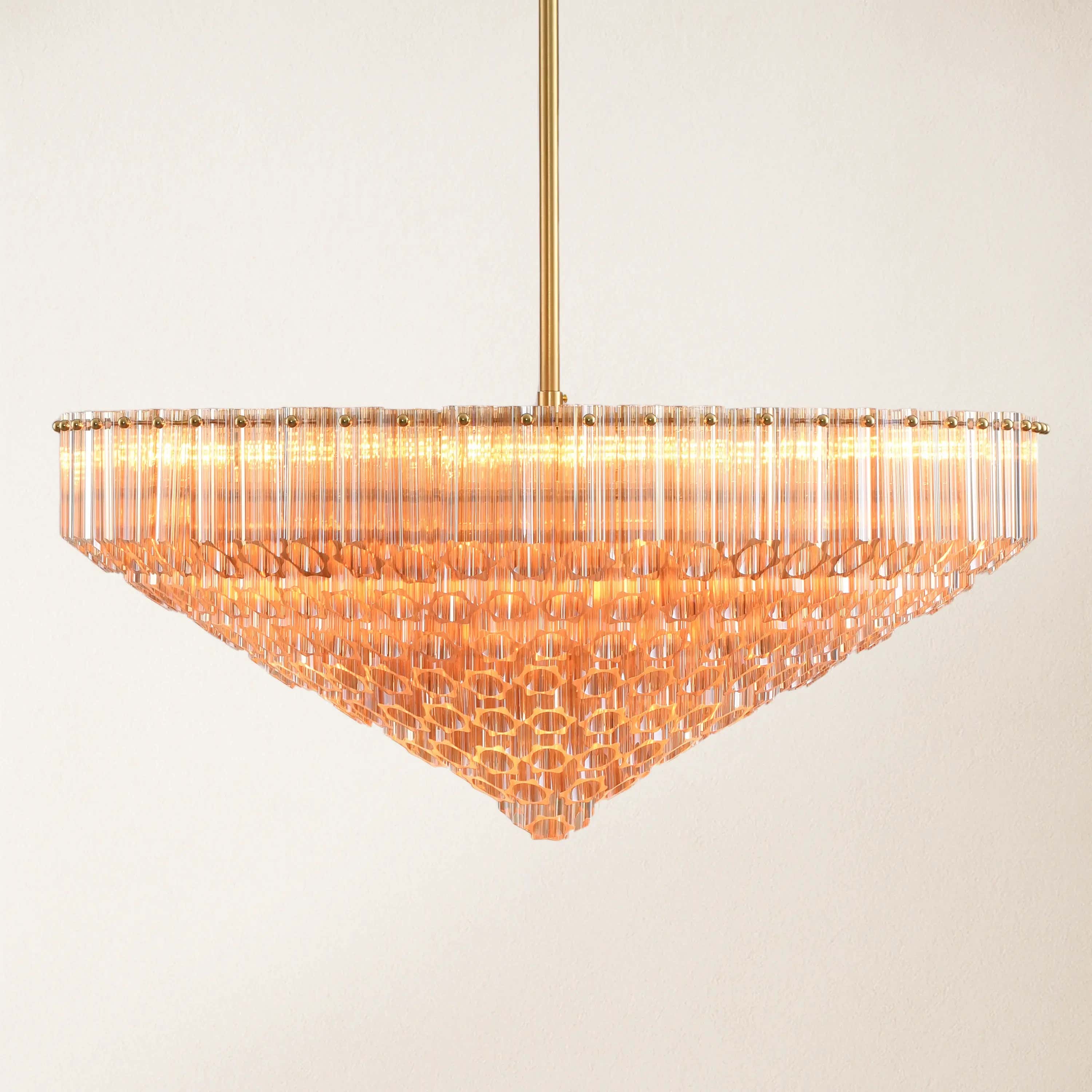Ethereal Crystal Radiance Clear Amber Round Chandelier 76cm D