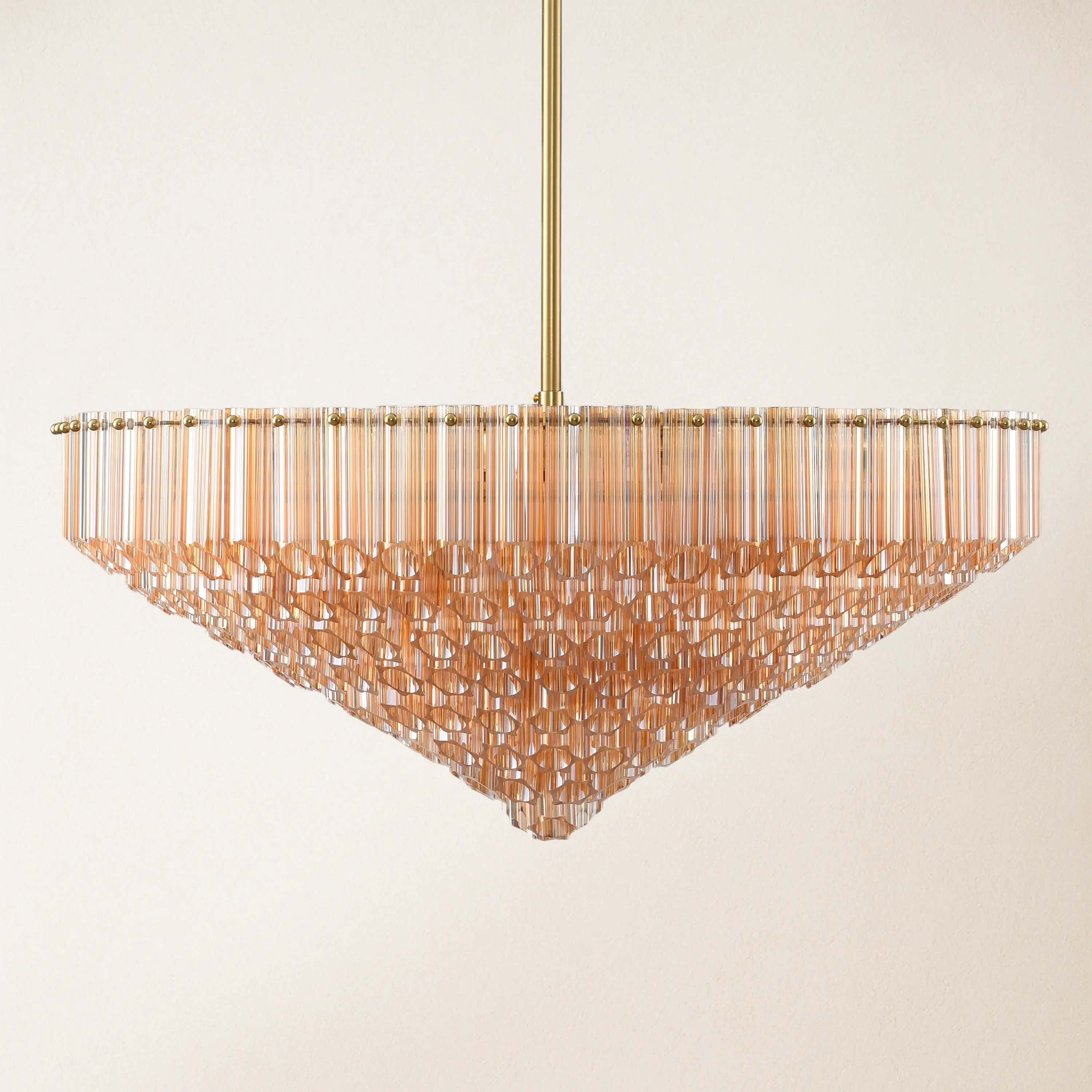 Ethereal Crystal Radiance Clear Amber Round Chandelier 76cm D