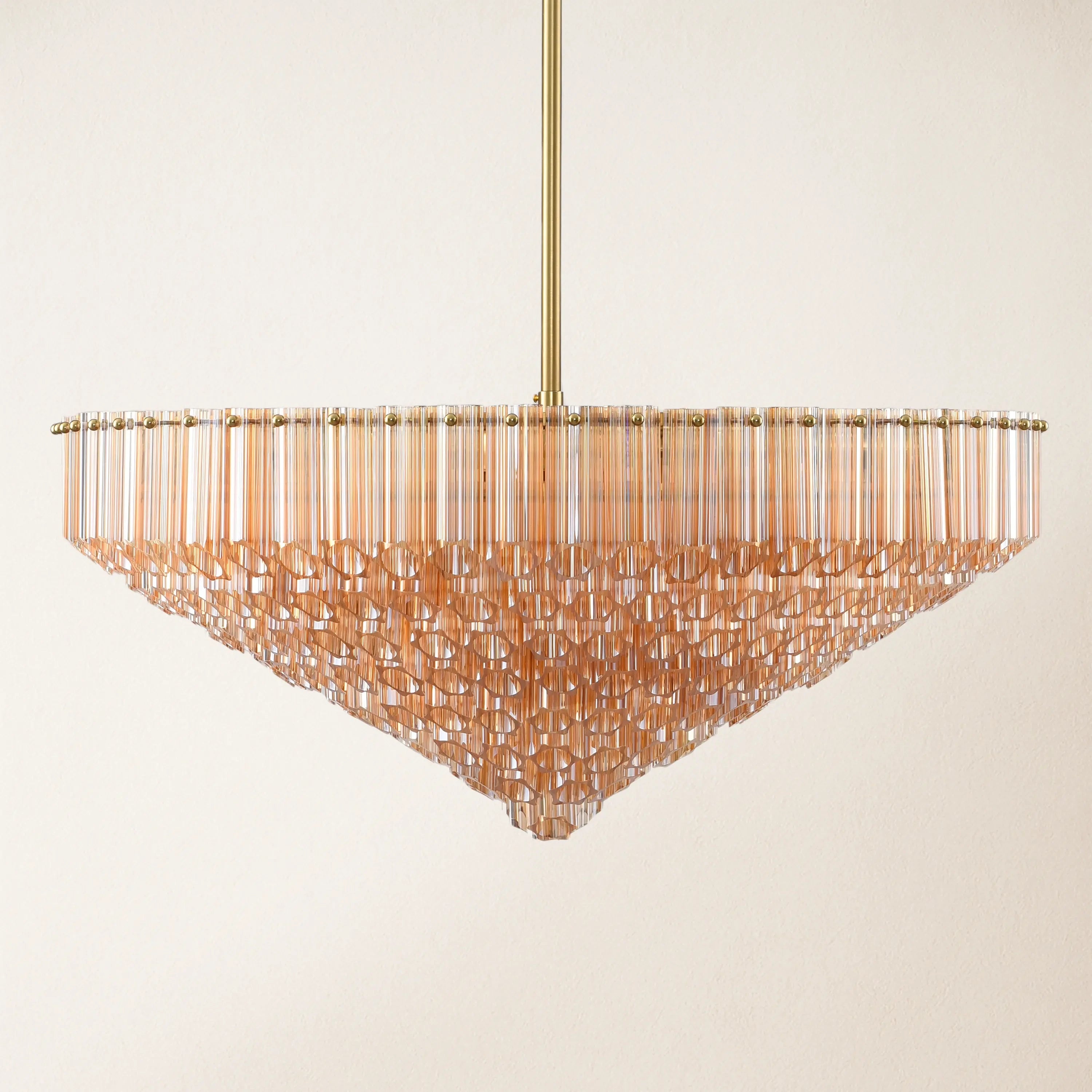Ethereal Crystal Radiance Clear Amber Round Chandelier 76cm D