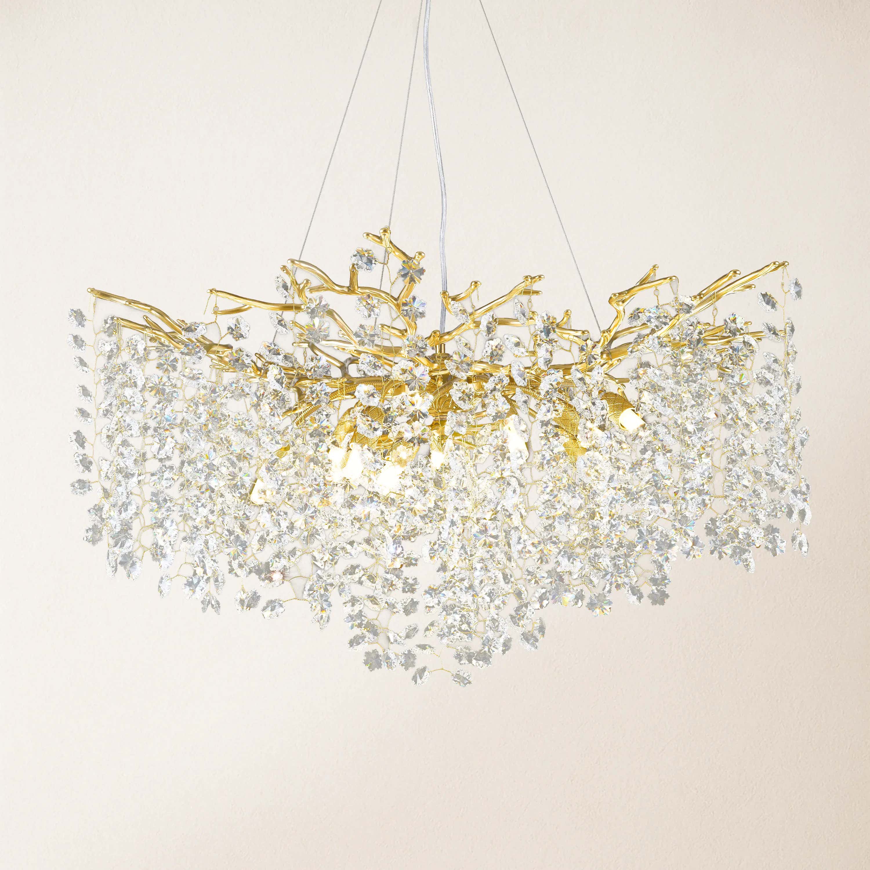 Lustre Branches Crystal Round Chandelier for All Rooms 76cm