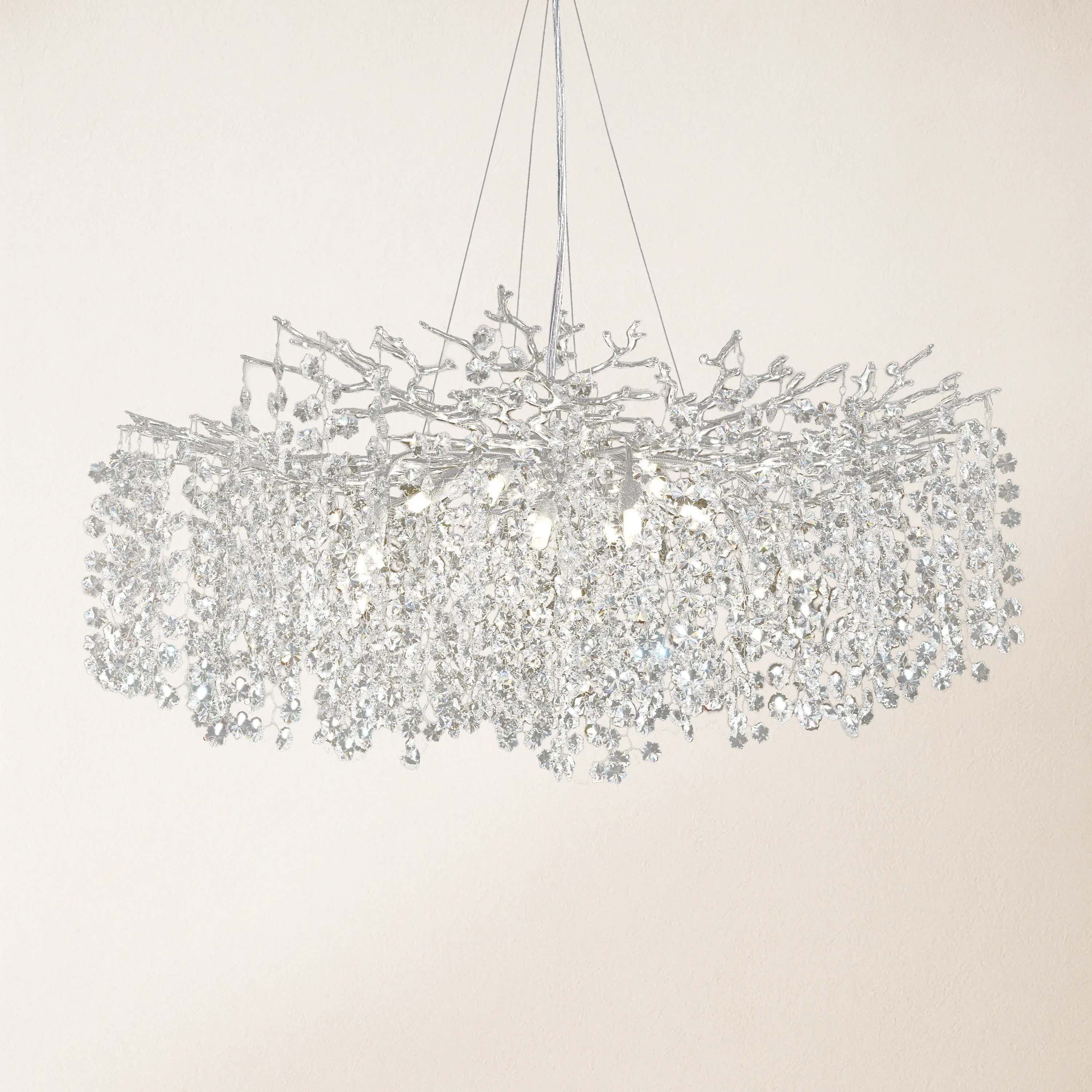Lustre Branches Crystal Round Chandelier for All Rooms 76cm