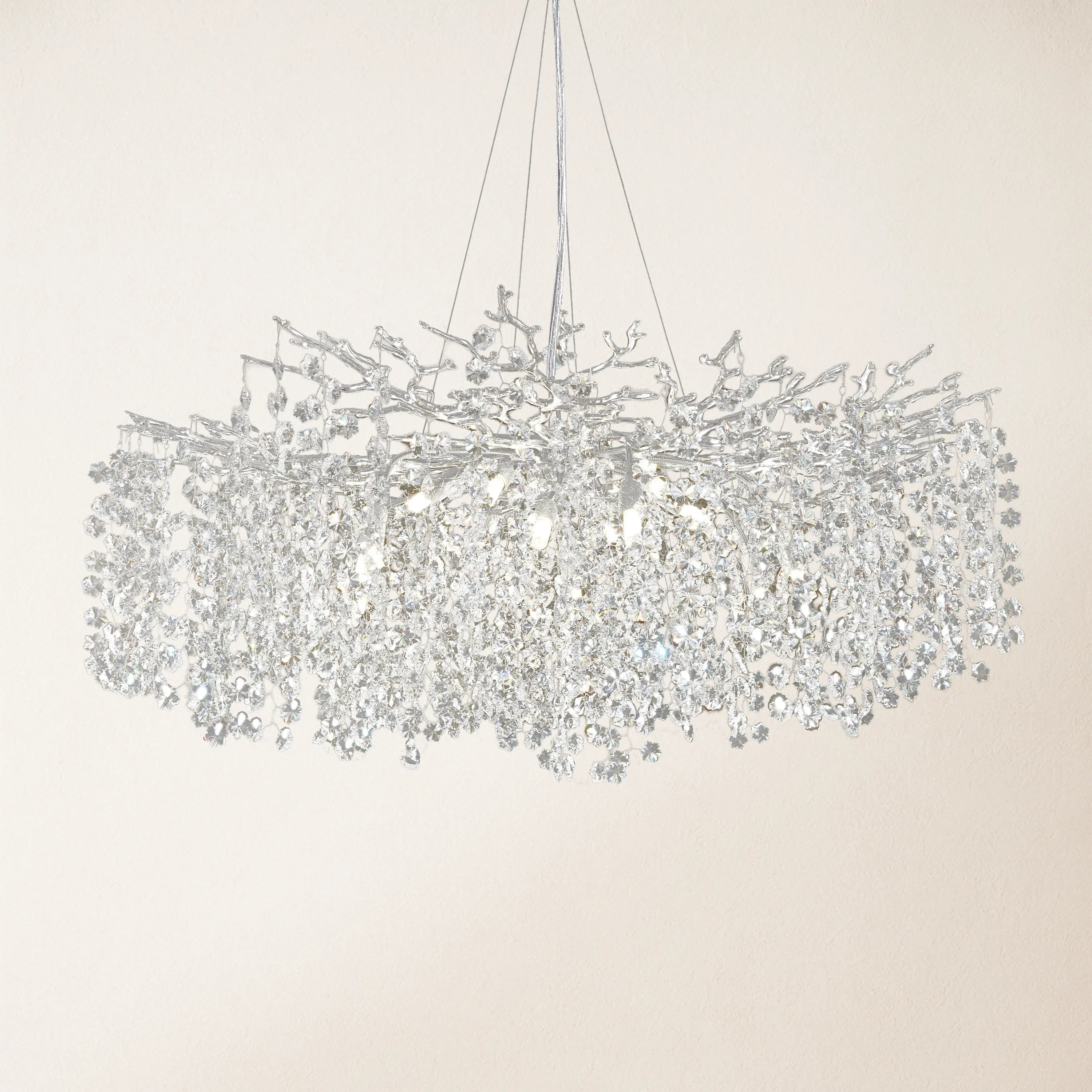 Lustre Branches Crystal Round Chandelier for All Rooms 76cm