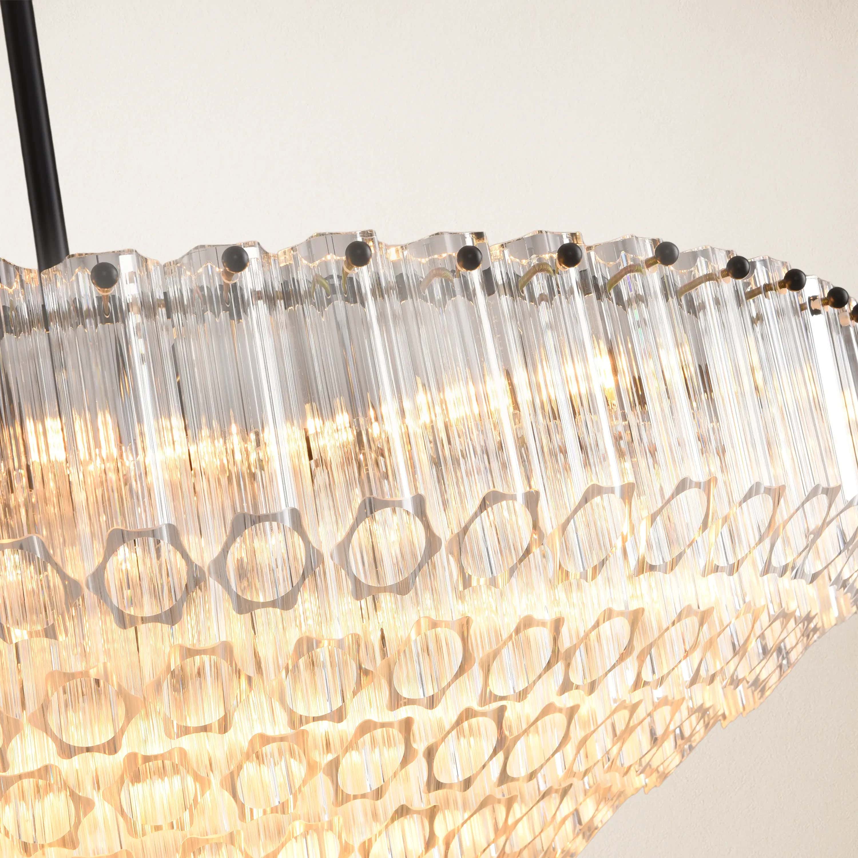 Ethereal Crystal Radiance Clear Amber Round Chandelier 76cm D