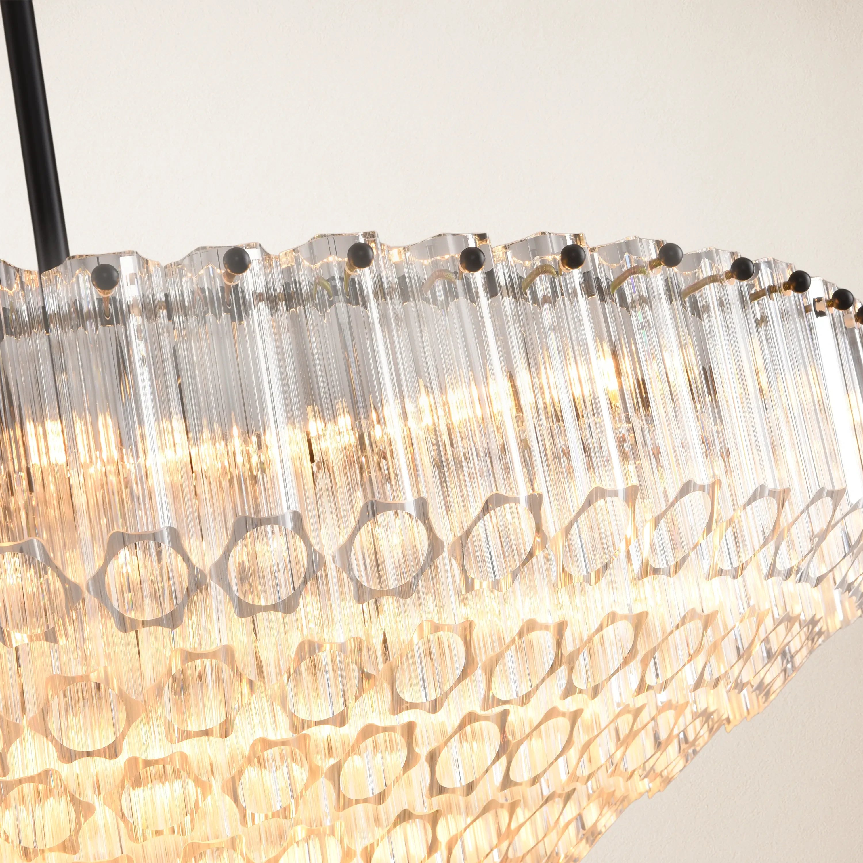 Ethereal Crystal Radiance Clear Amber Round Chandelier 76cm D