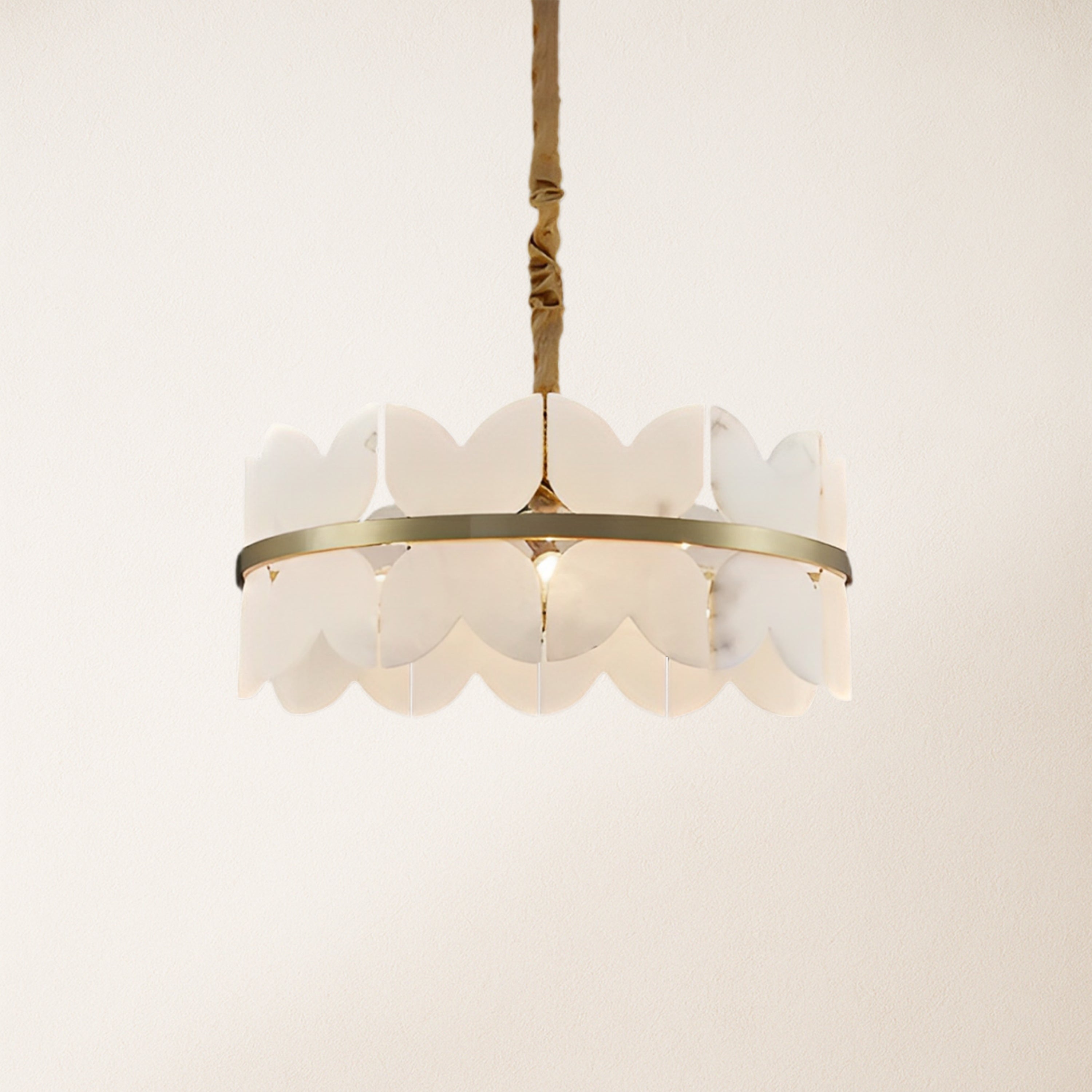 Cloudscape Alabaster Brass 1-Layer Chandelier 80cm D