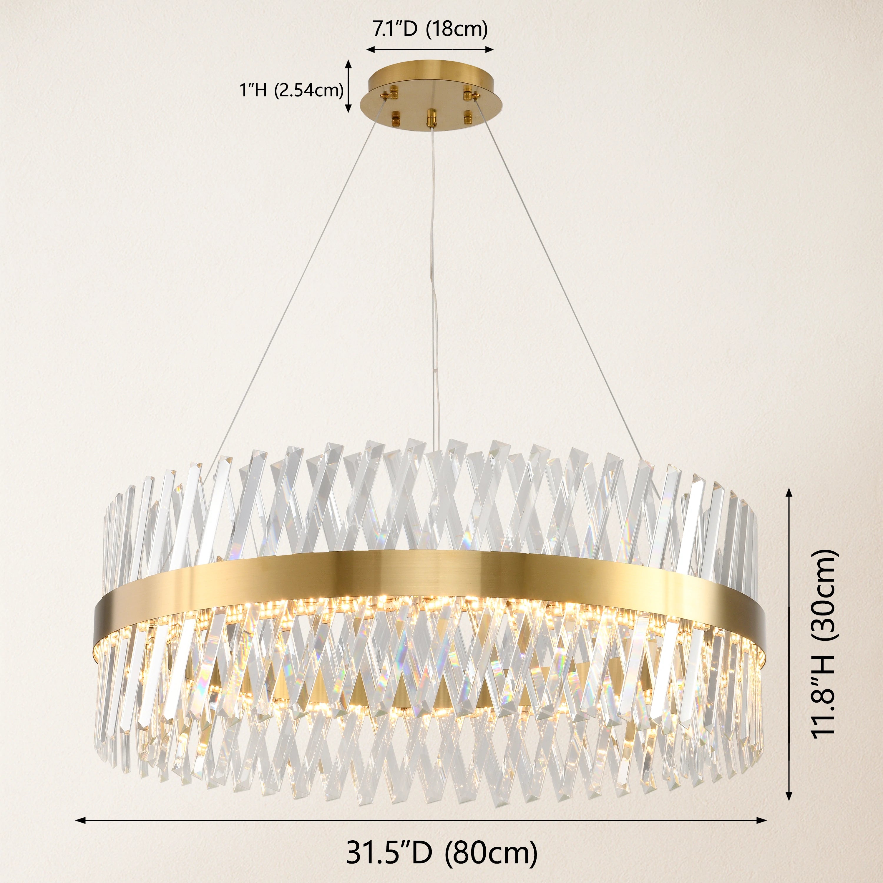 Vetro Prism Crystal Round Chandelier 80cm D