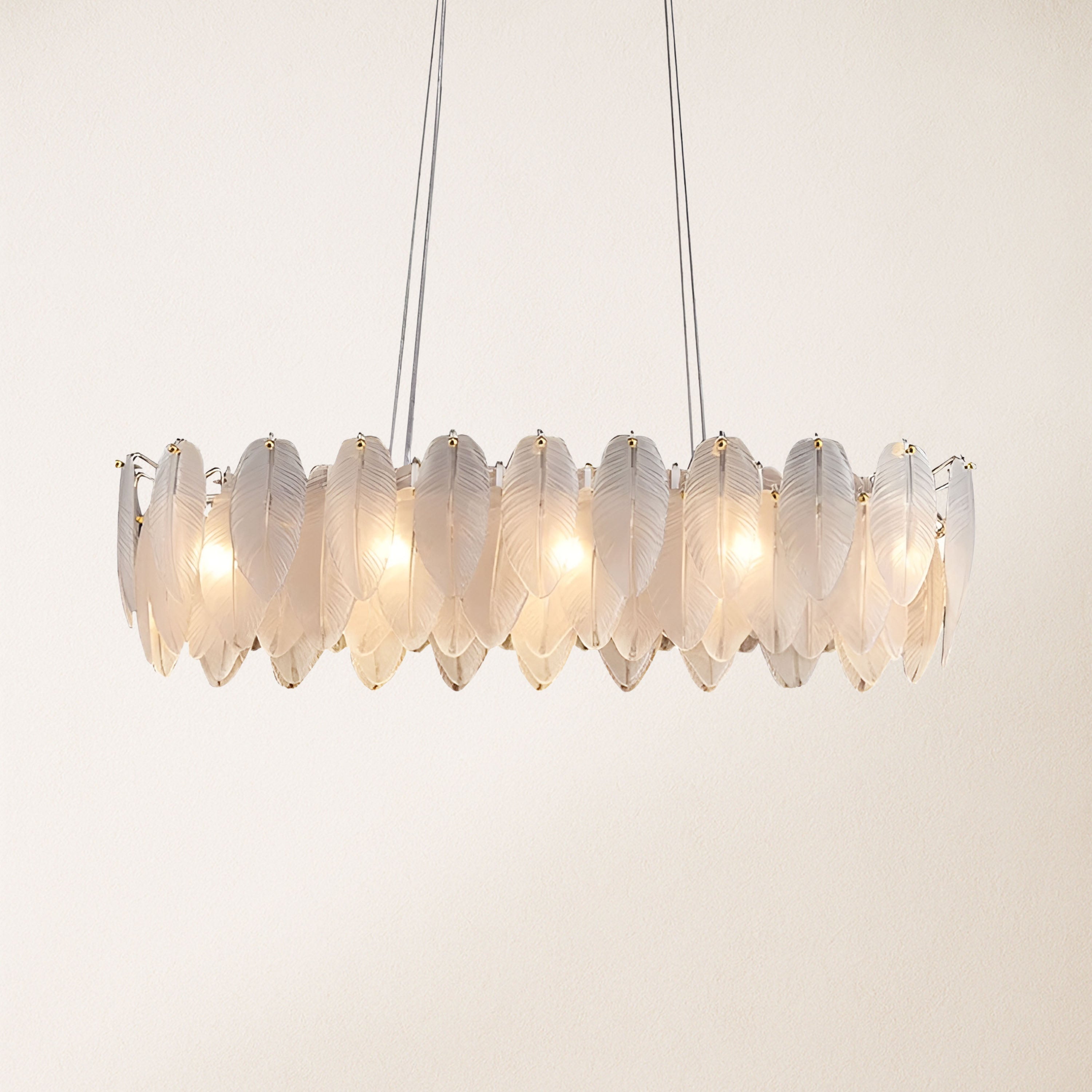 Avelis Glass Feather Linear Chandelier 80cm W