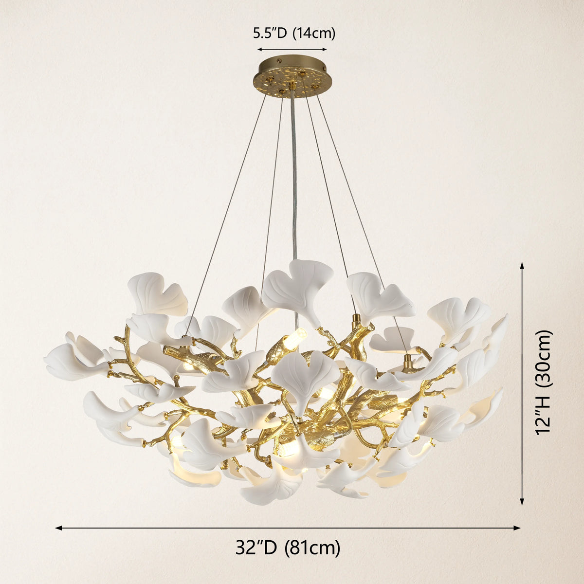 Twilight Branches Ceramic Glow Round Chandelier 81cm D