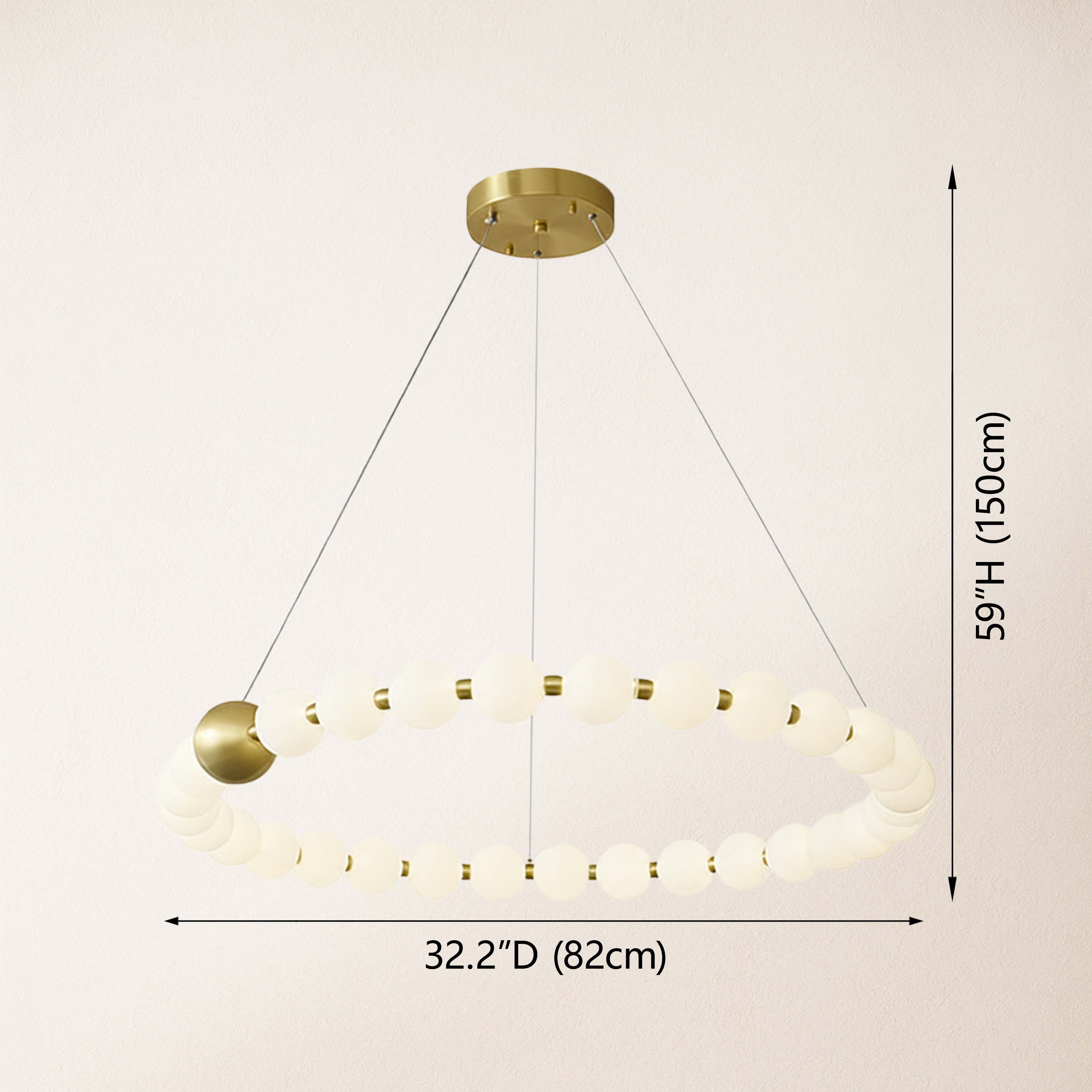 Velora Pearl Bead Round Chandelier 82cm D
