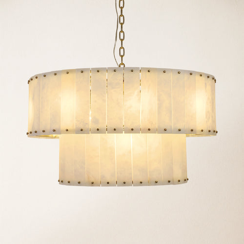 Nivislight Alabaster 2-Tier Round Chandelier 81cm