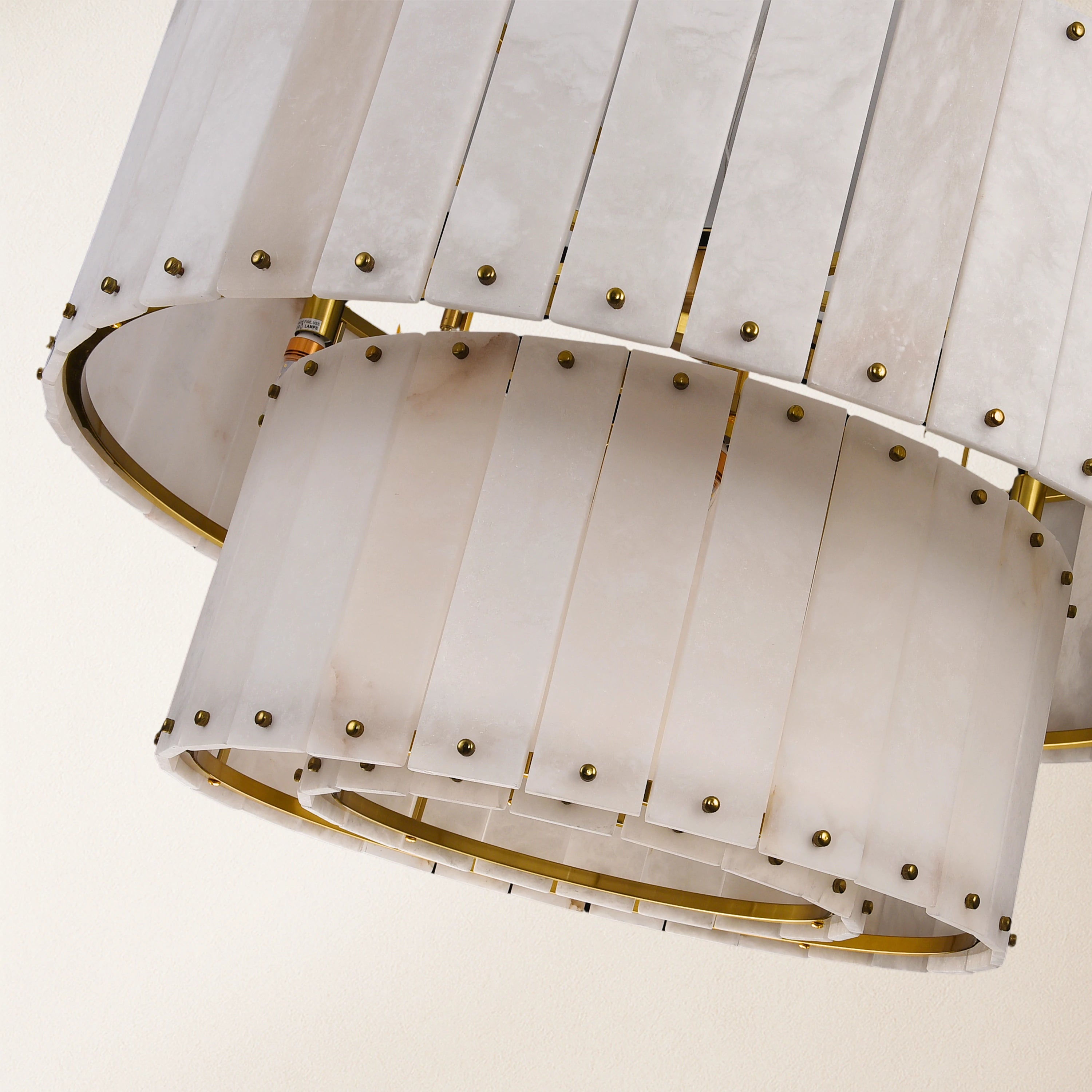 Nivislight Alabaster 2-Tier Round Chandelier 32"