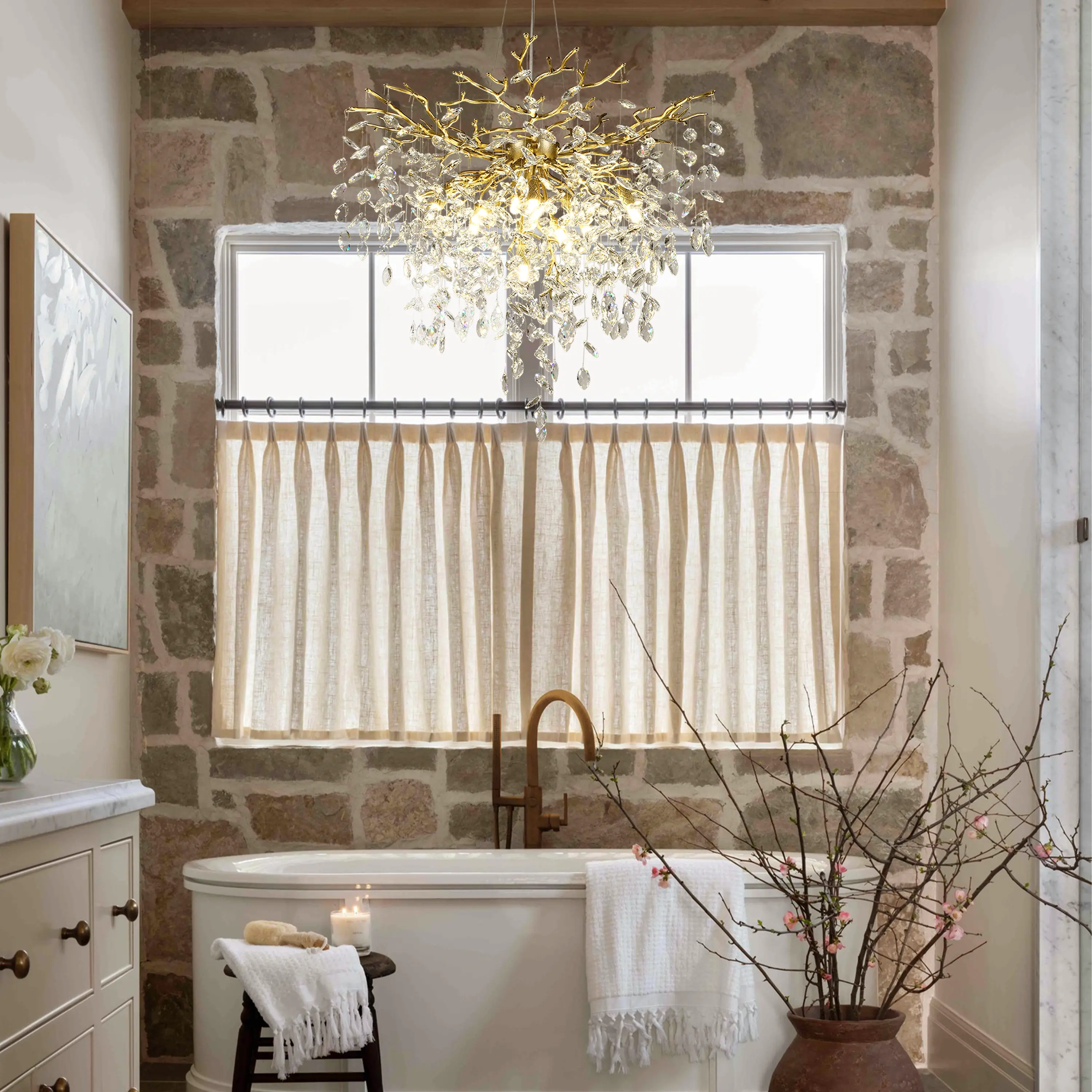 Frostleaf Crystal Grand Cascade Branches Chandelier 81.3cm D