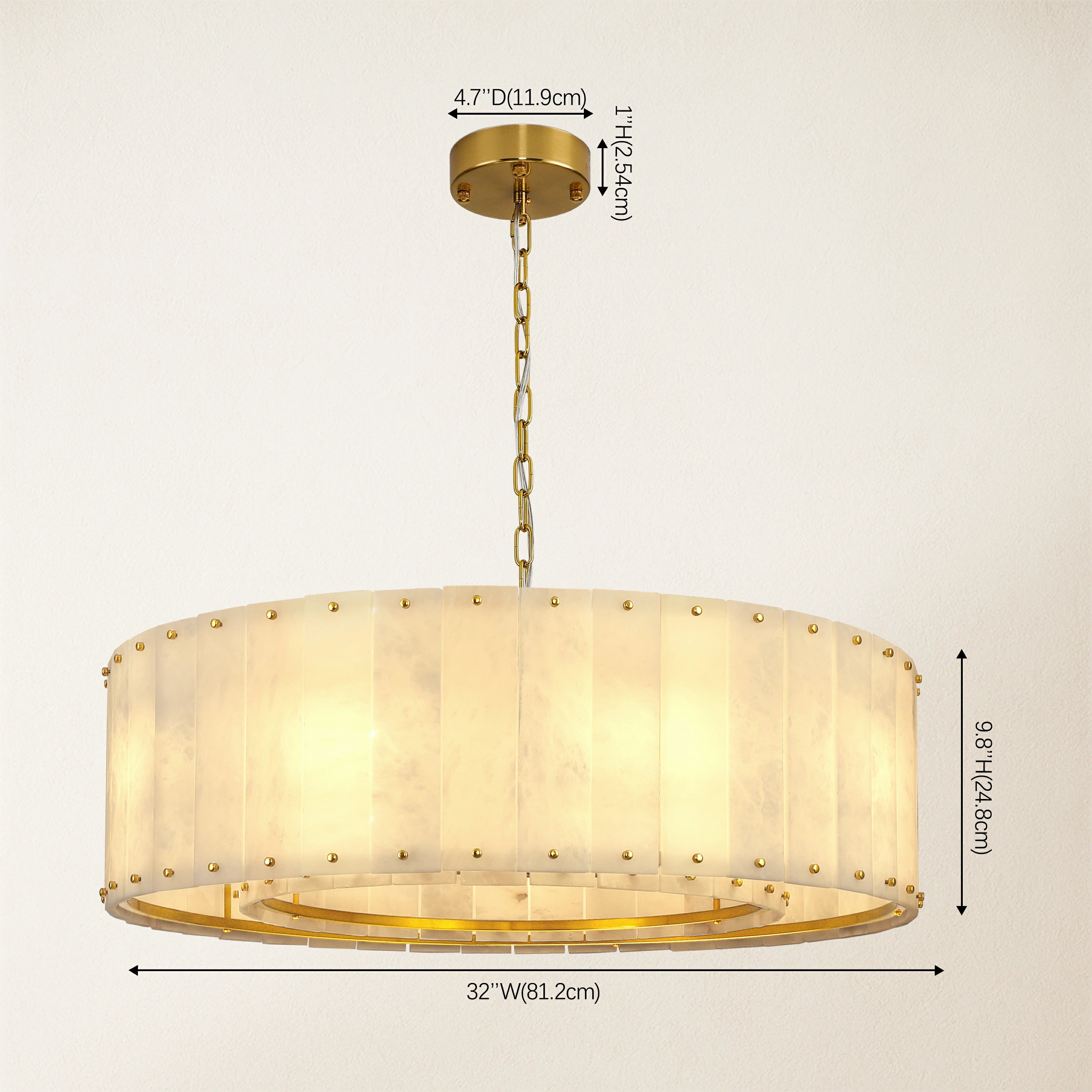 Nivislight Alabaster Round Chandelier 32"