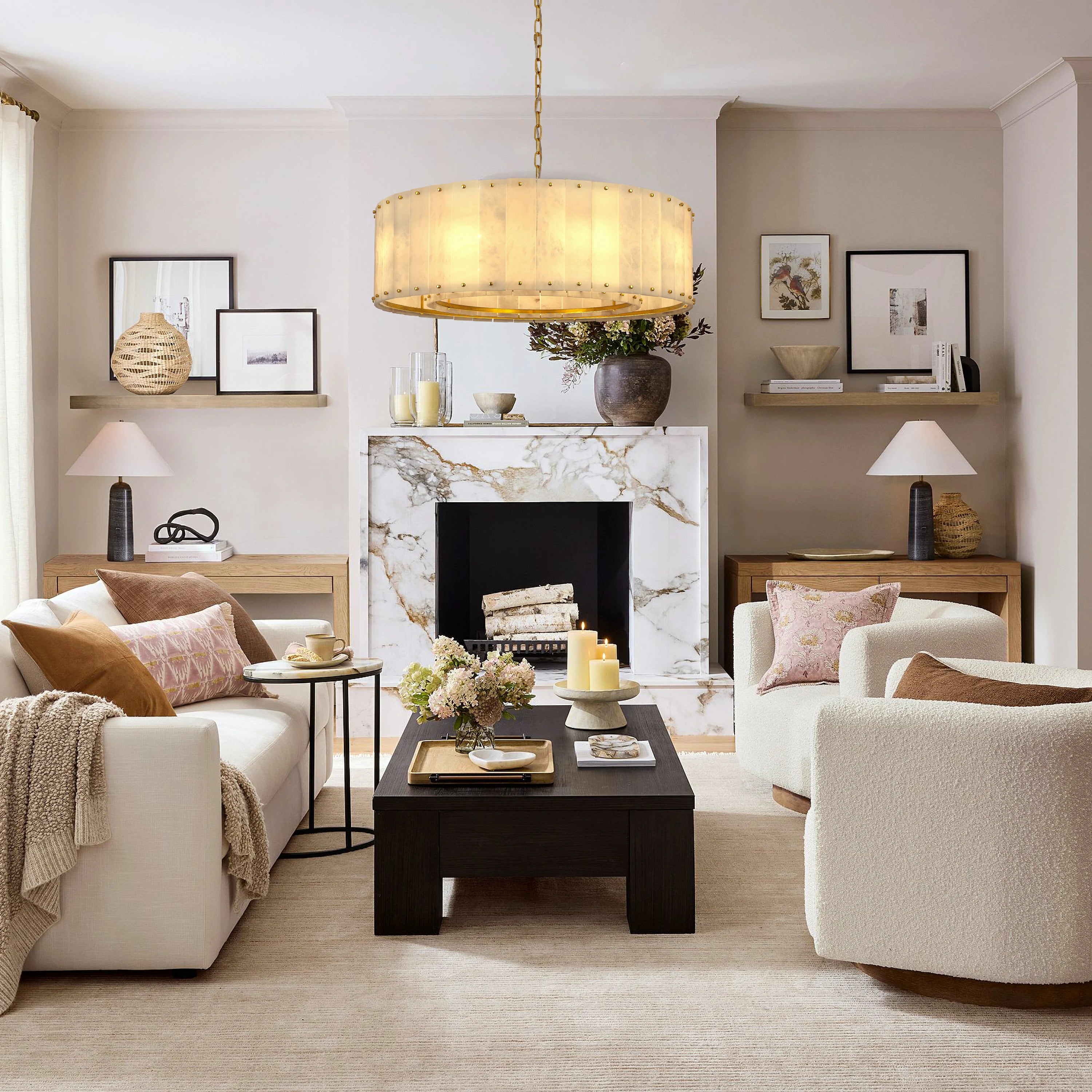 Nivislight Alabaster Round Chandelier 60.9cm
