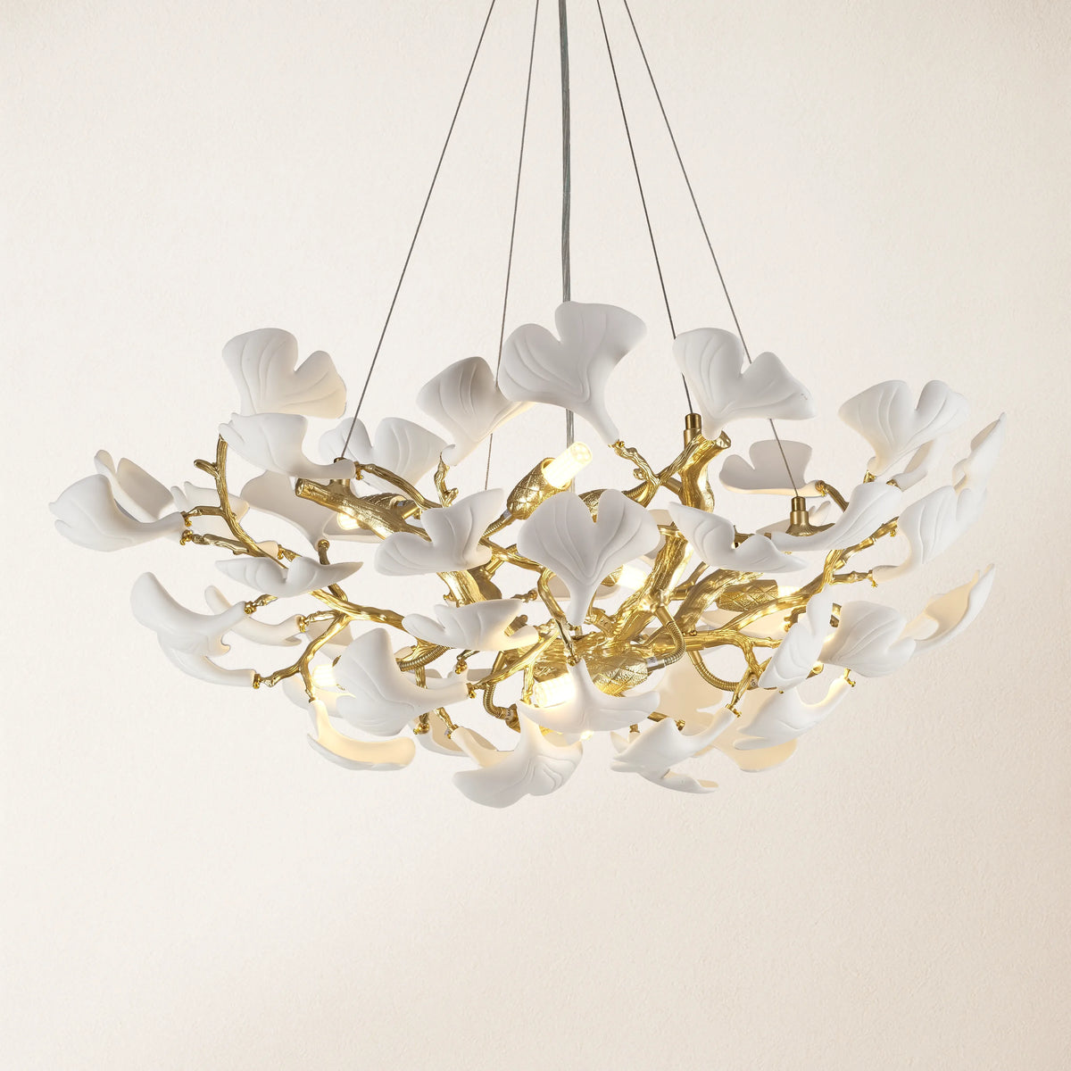 Twilight Branches Ceramic Glow Round Chandelier 81cm D