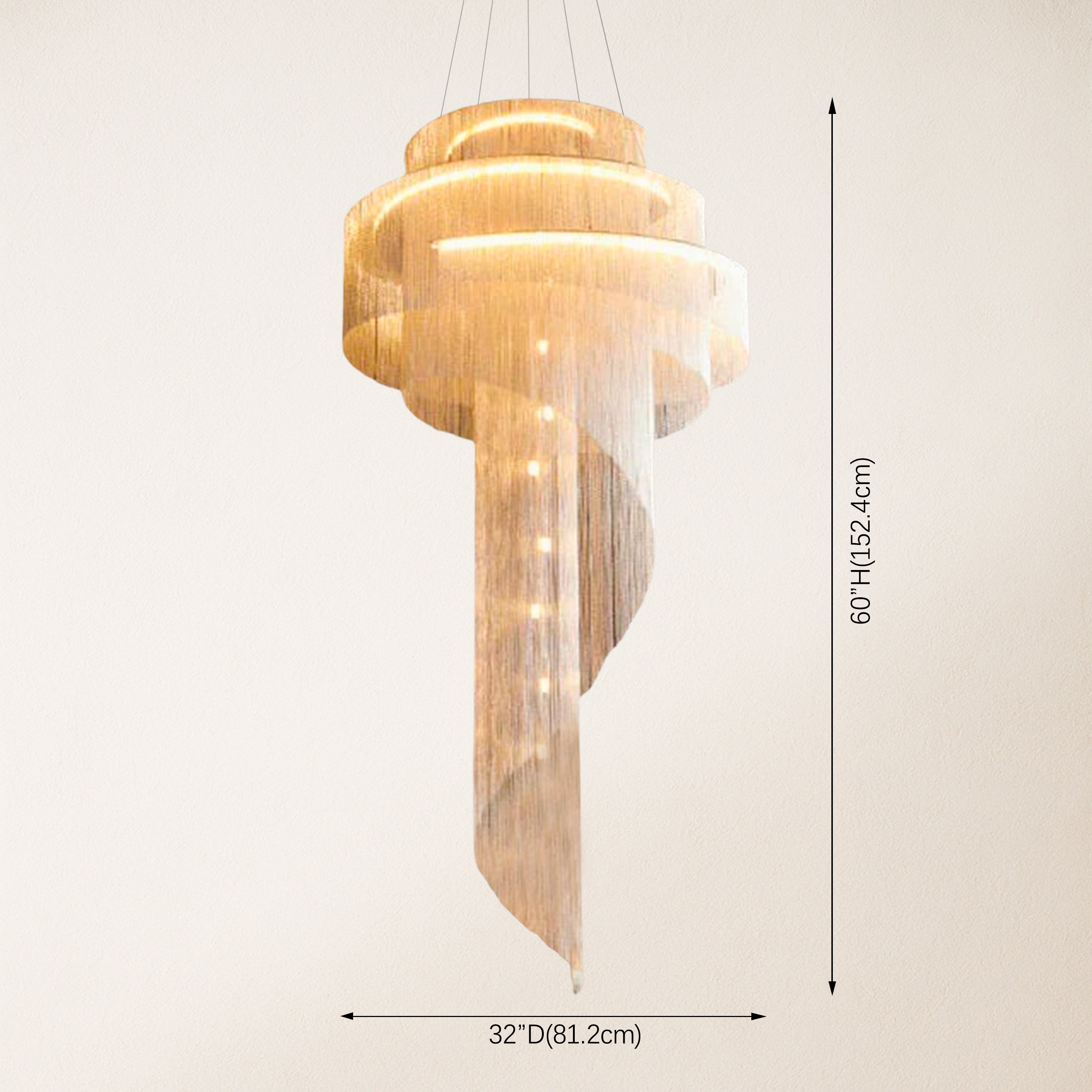 Teresa Cadena Metal Chain Tassel Entryway Chandelier 81cm D