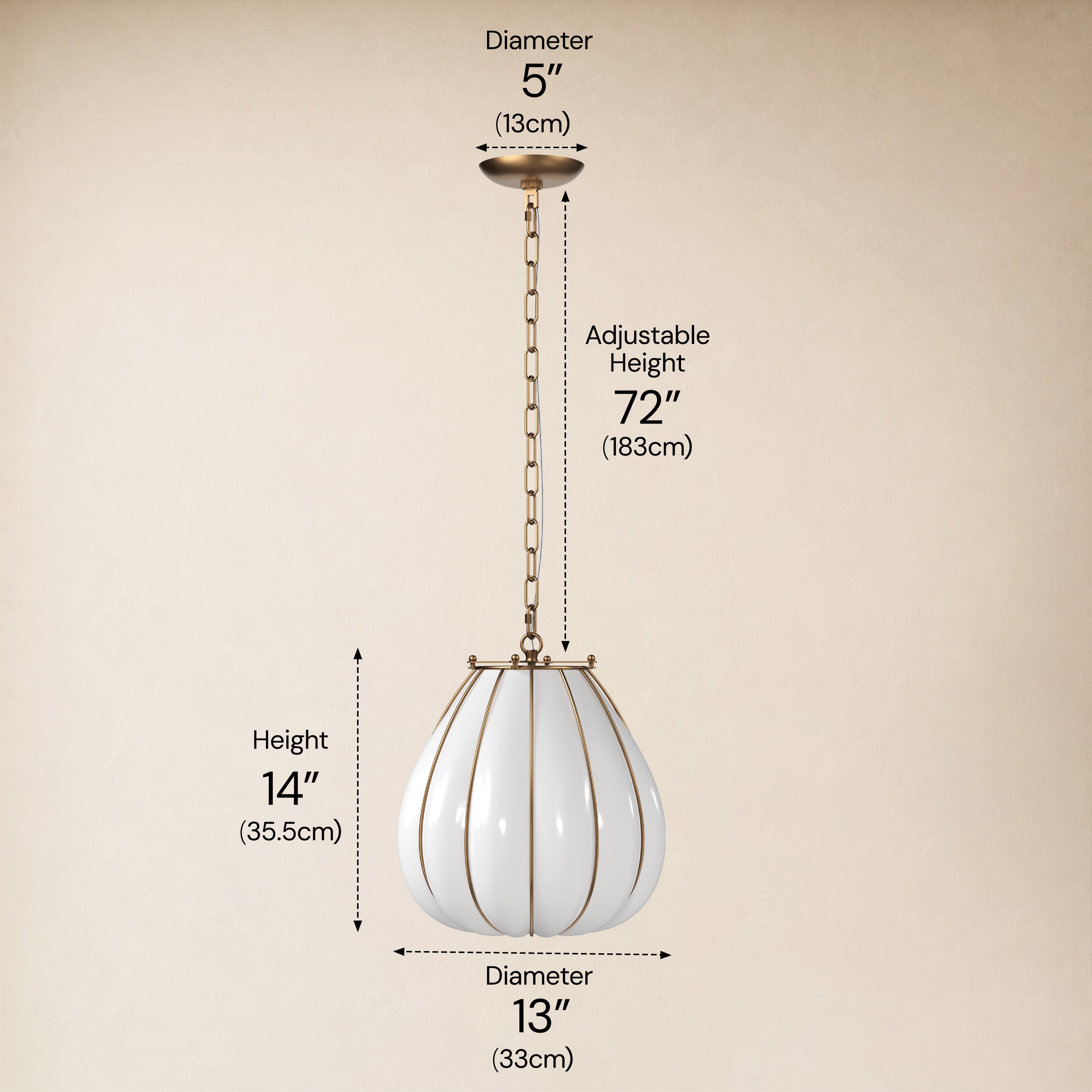 Caelvori Glass Ribbed Lantern Pendant 13" 17"D
