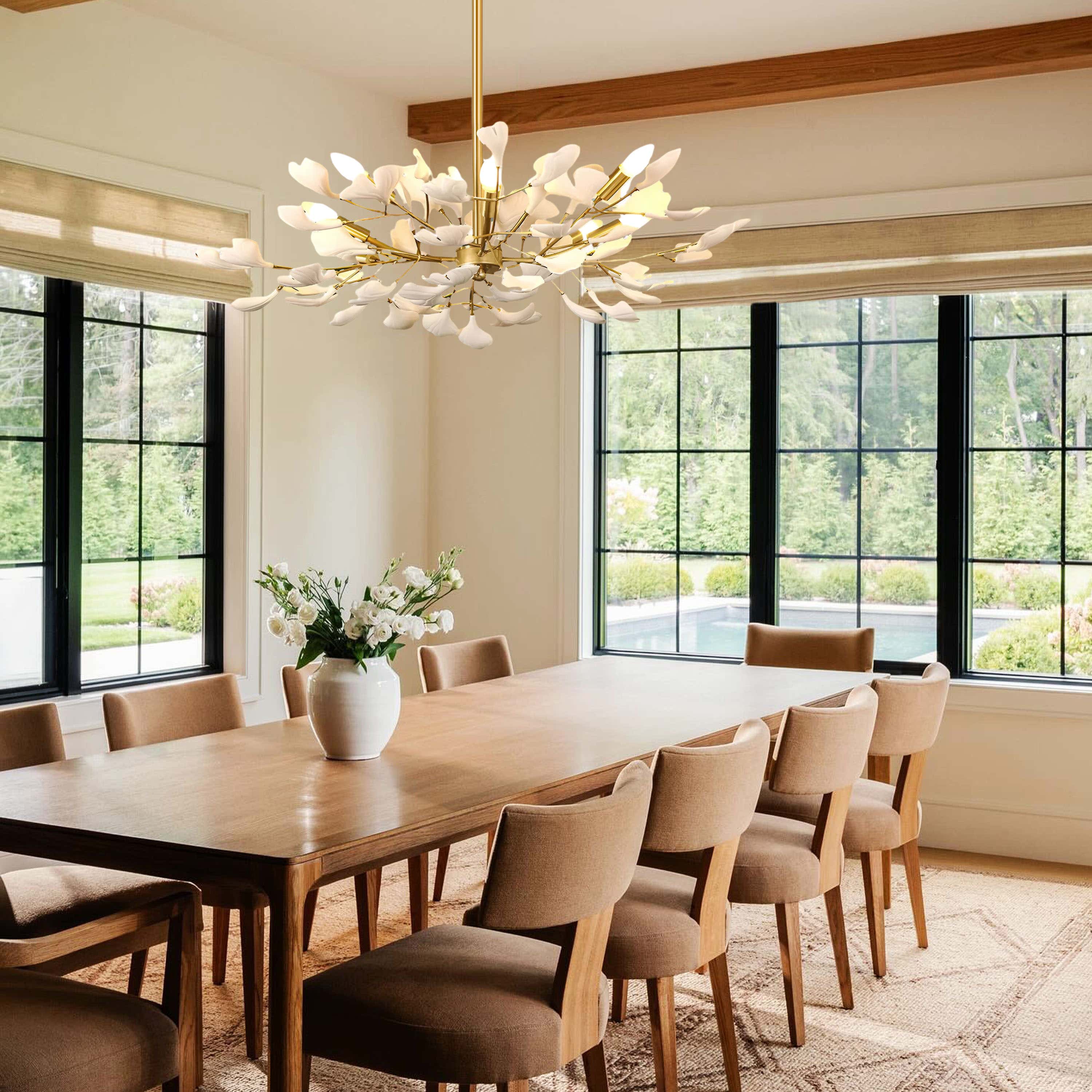 Twilight Branches Ceramic Ginkgo Chandelier 105 cm D