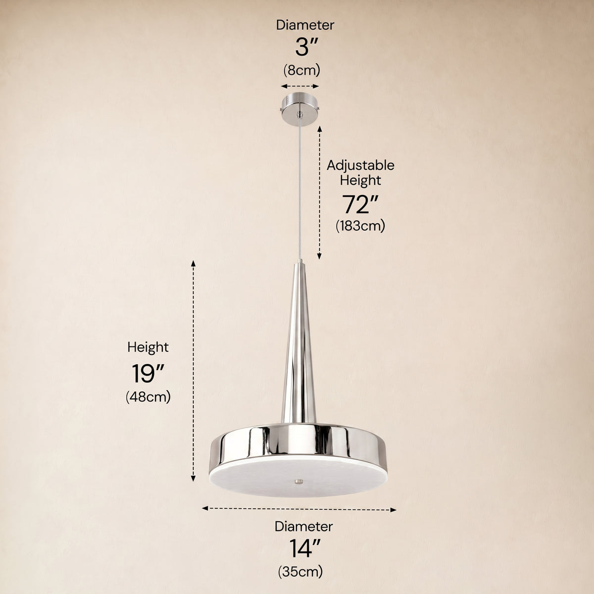 Pietra Lume Milk White Marble Cone Pendant 14"D