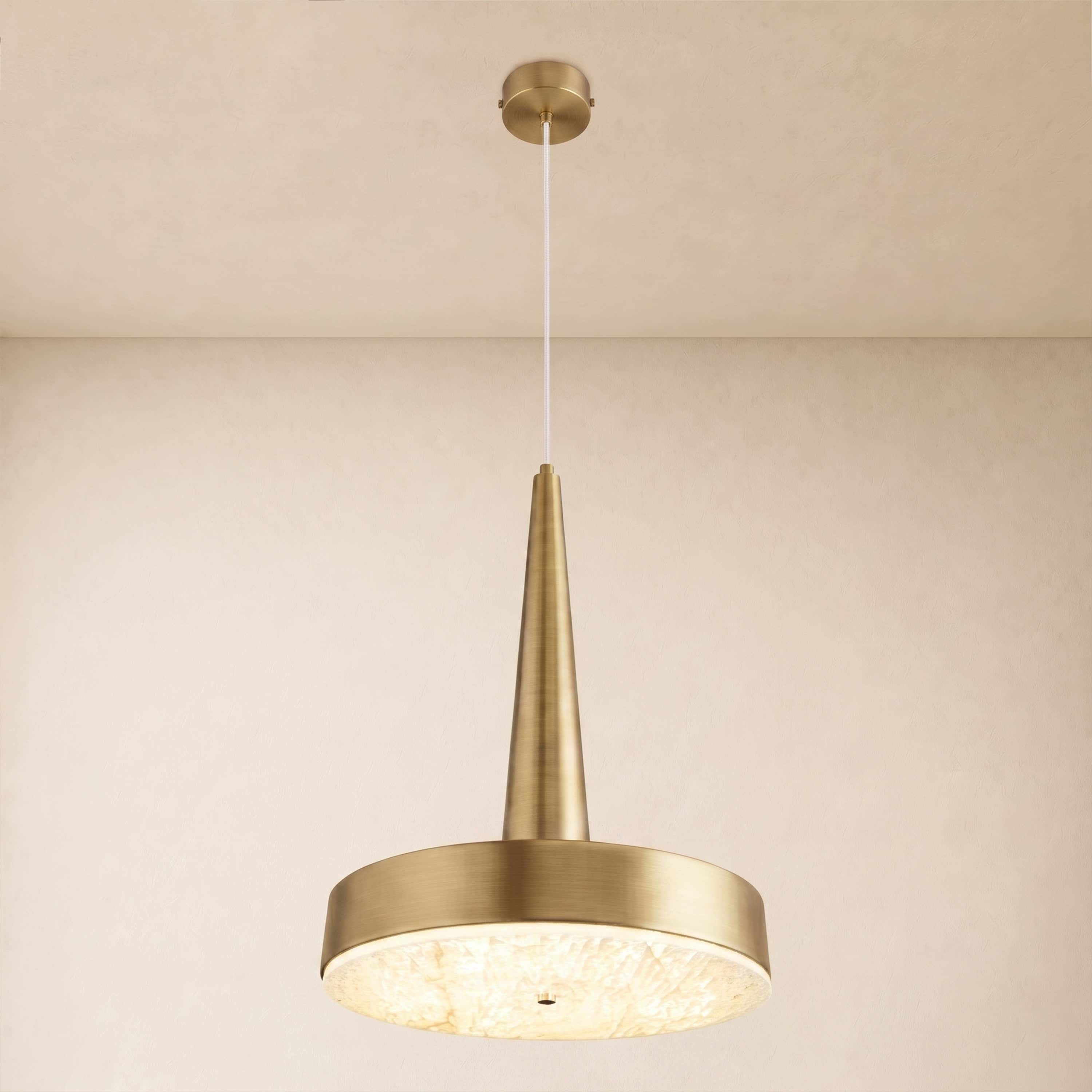 Pietra Lume White Marble Cone Pendant 14"D