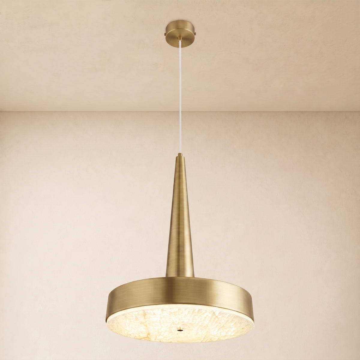 Pietra Lume White Marble Cone Pendant 14"D