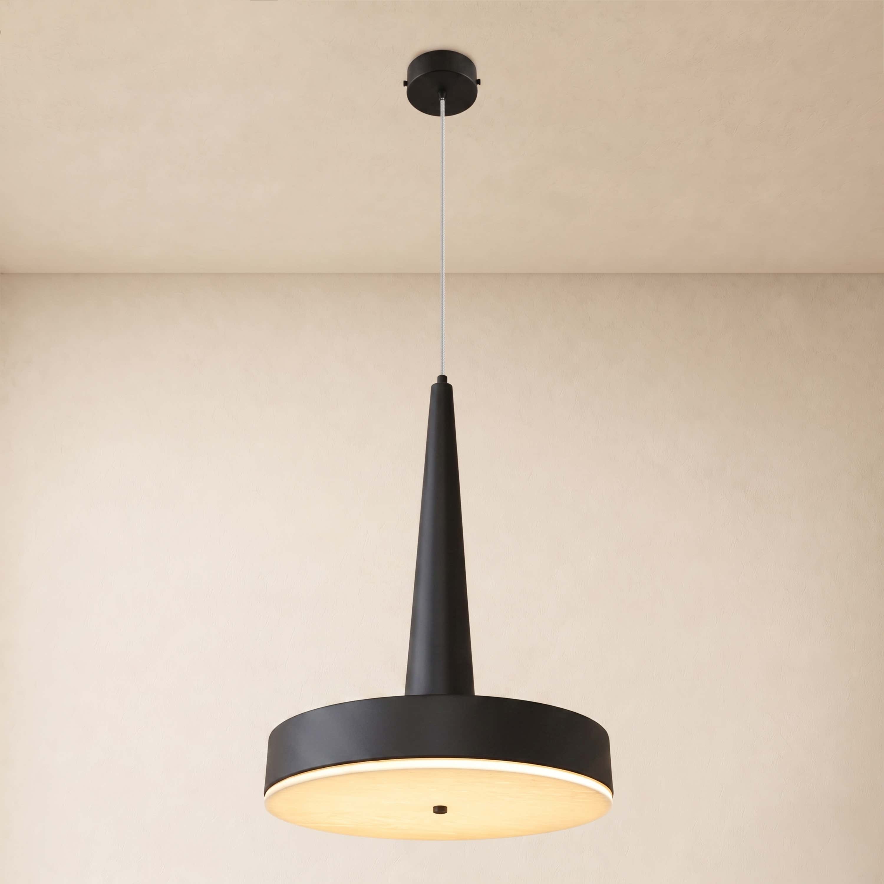 Pietra Lume Milk White Marble Cone Pendant 14"D
