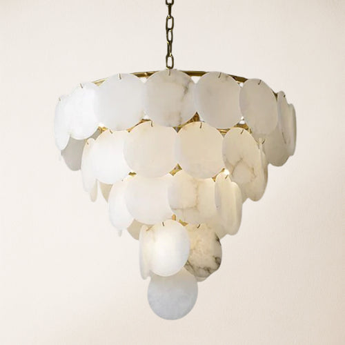 Egwent Alabaster Dish Magnolia Multi-Tiered Round Chandelier 80cm H