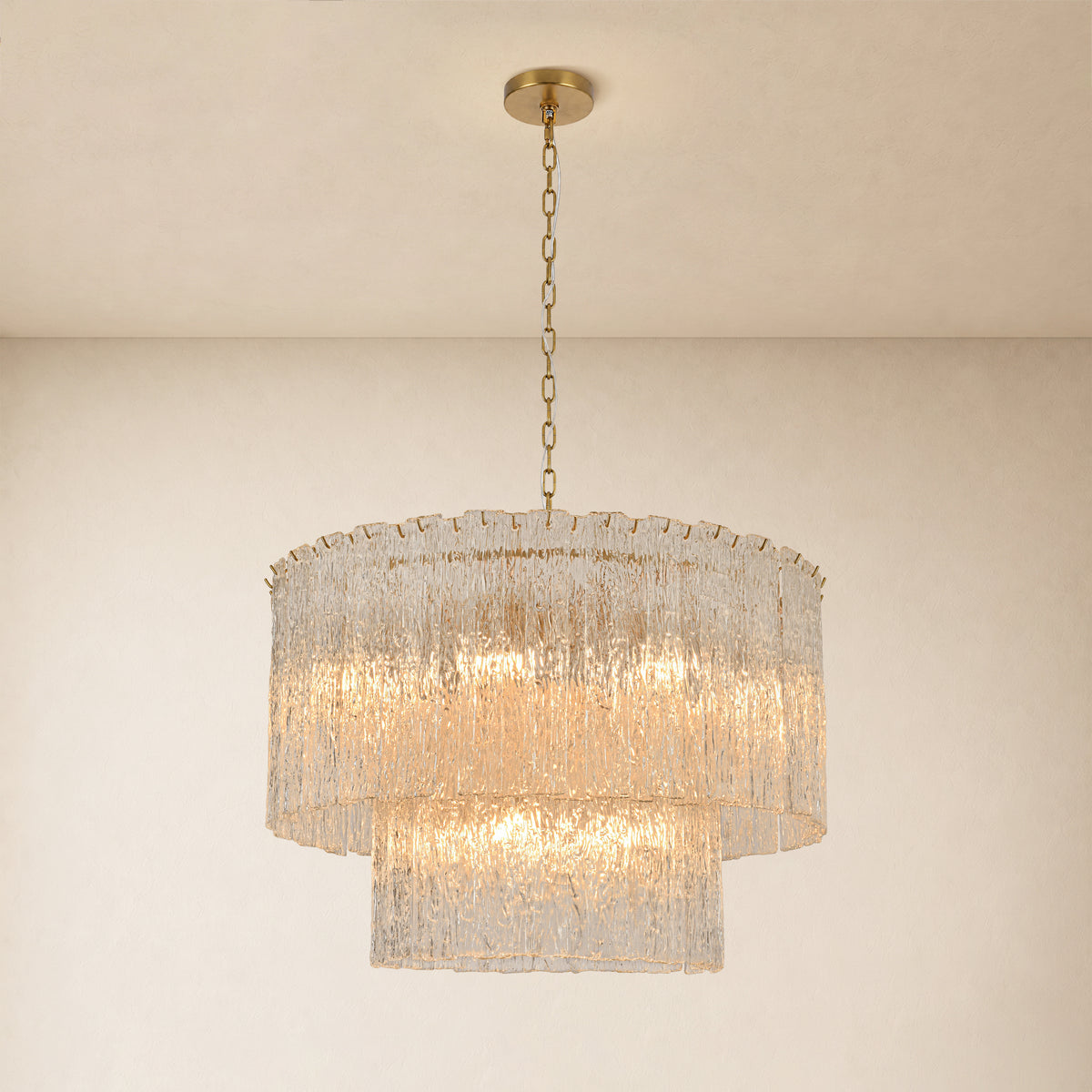 Aurellise Textured Glass Tiered Round Chandelier 36"D