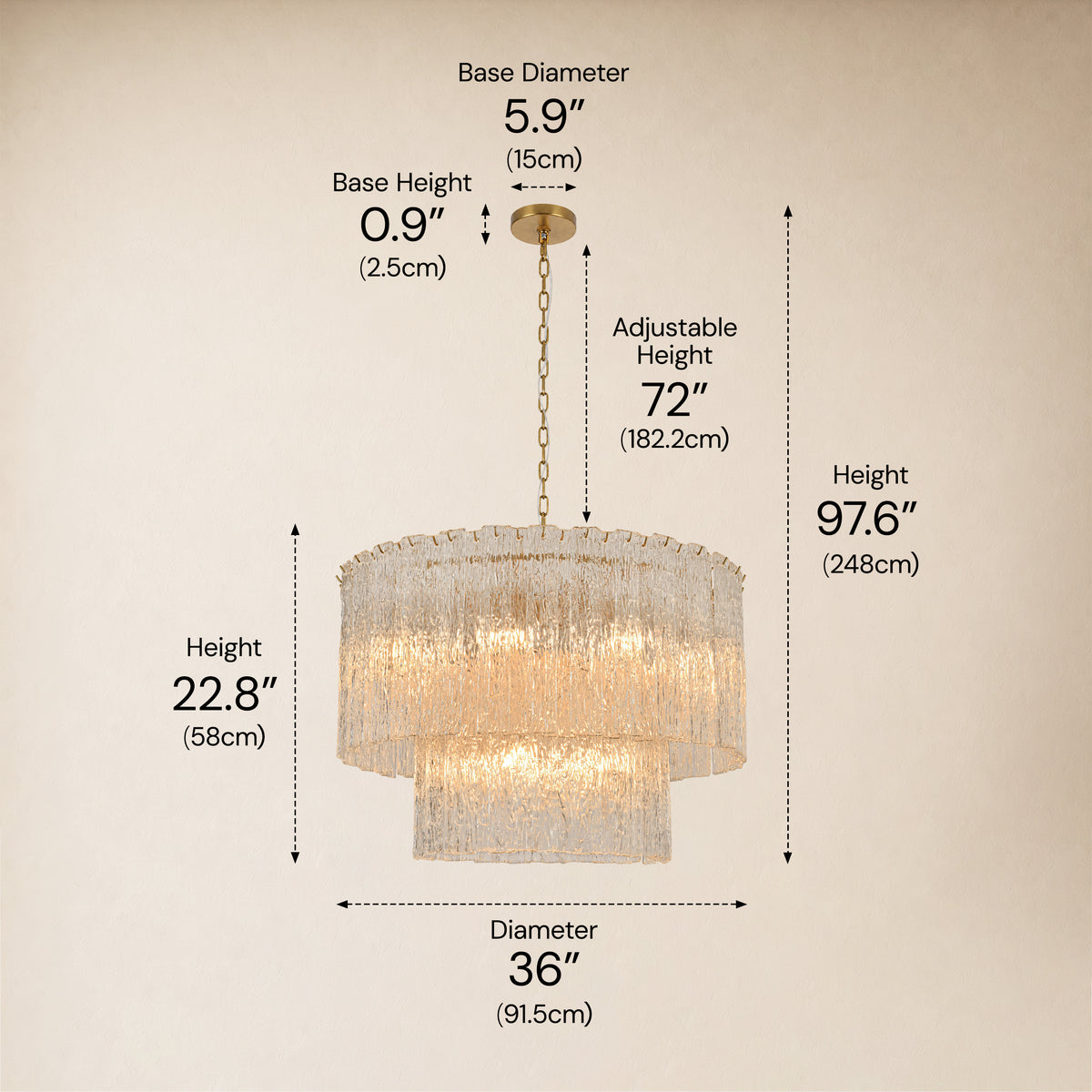 Aurellise Textured Glass Tiered Round Chandelier 36"D
