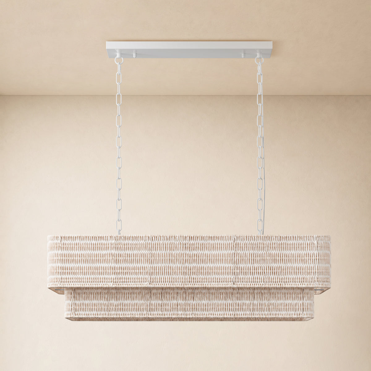 Cavana Rattan Tiered Rectangular Chandelier 36"W